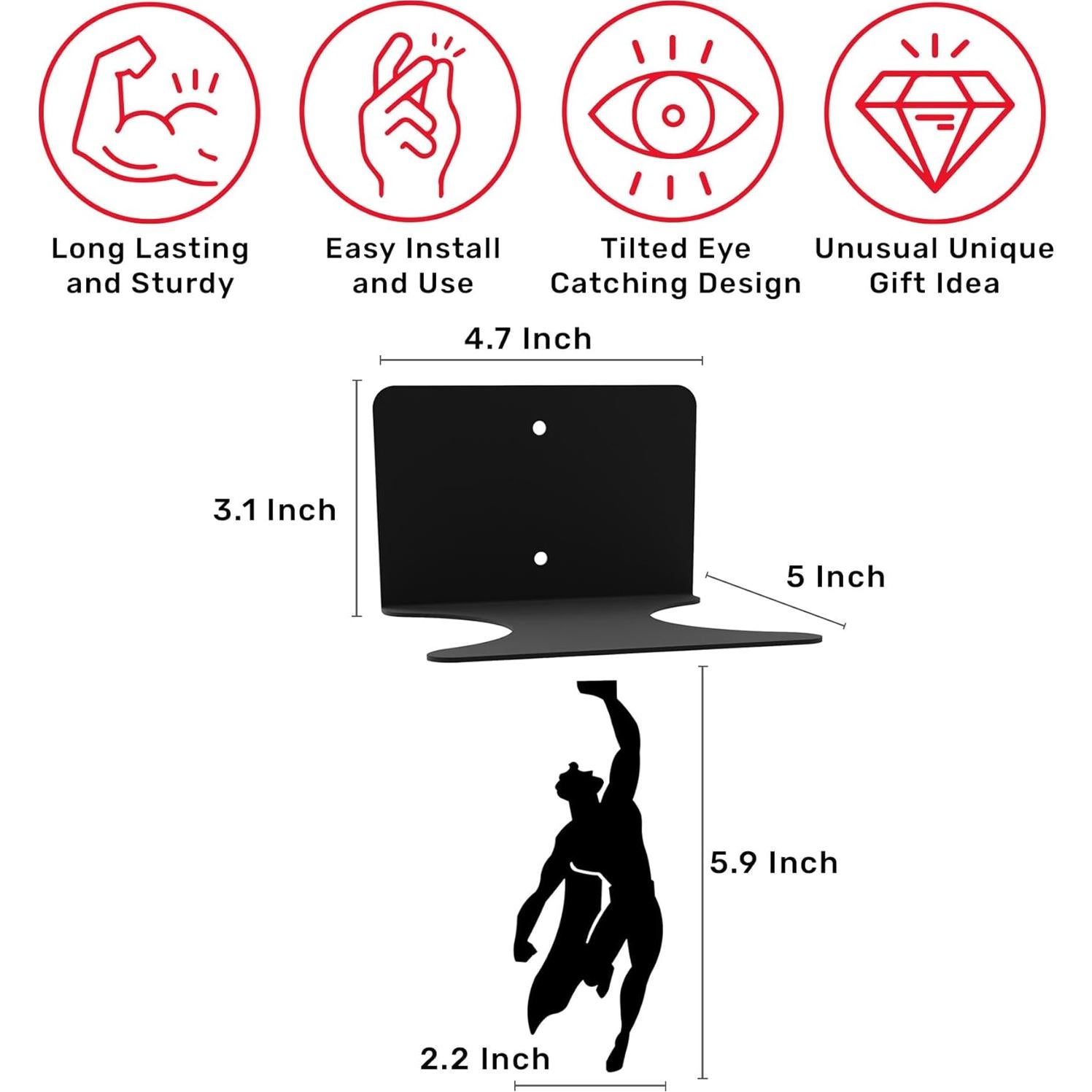 Estante Flotante Artori Design para Libros - Negro - AD001