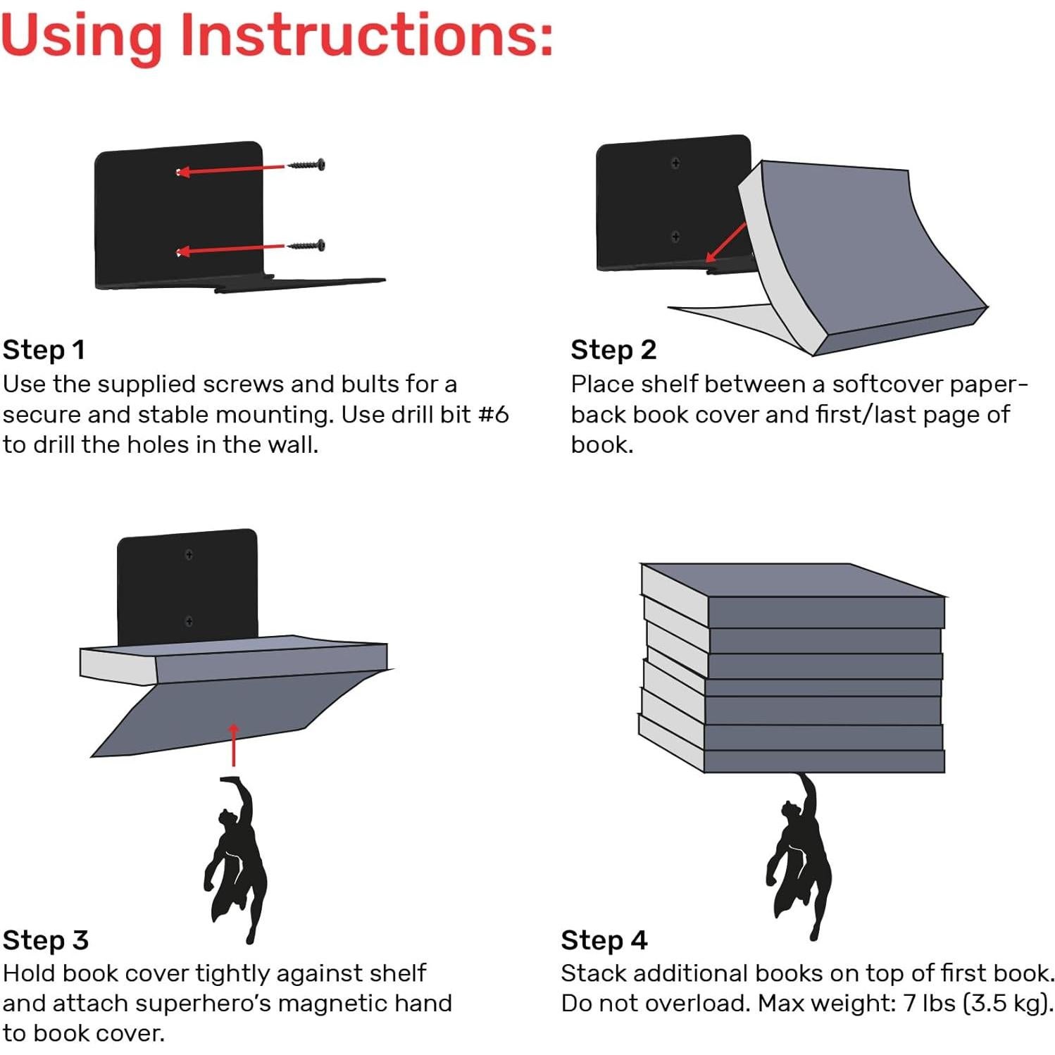 Estante Flotante Artori Design para Libros - Negro - AD001