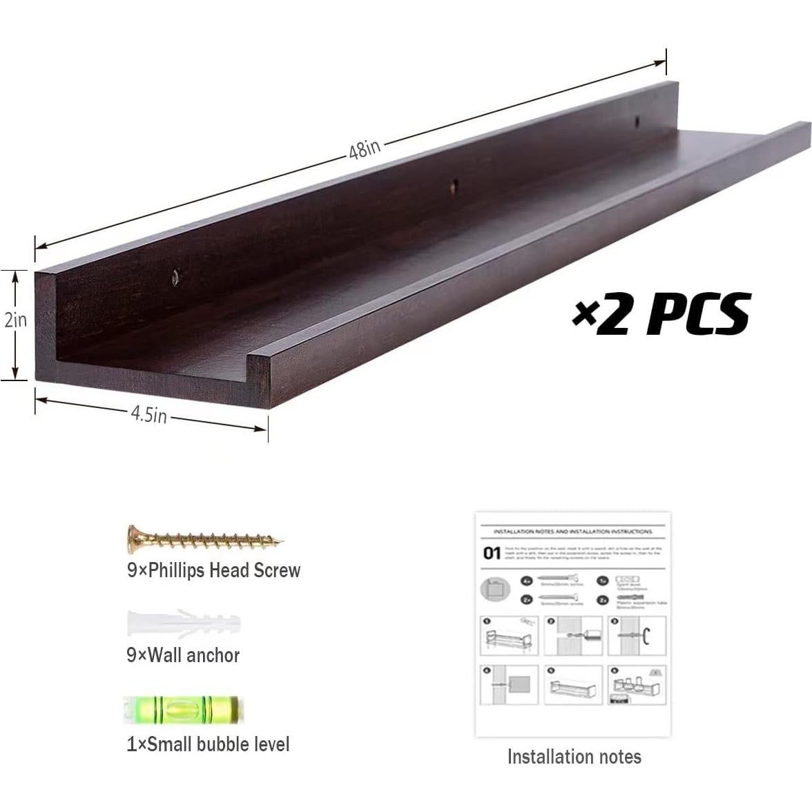 Estantes flotantes AZSKY 121.9 cm Nogal Profundo - Set de 2