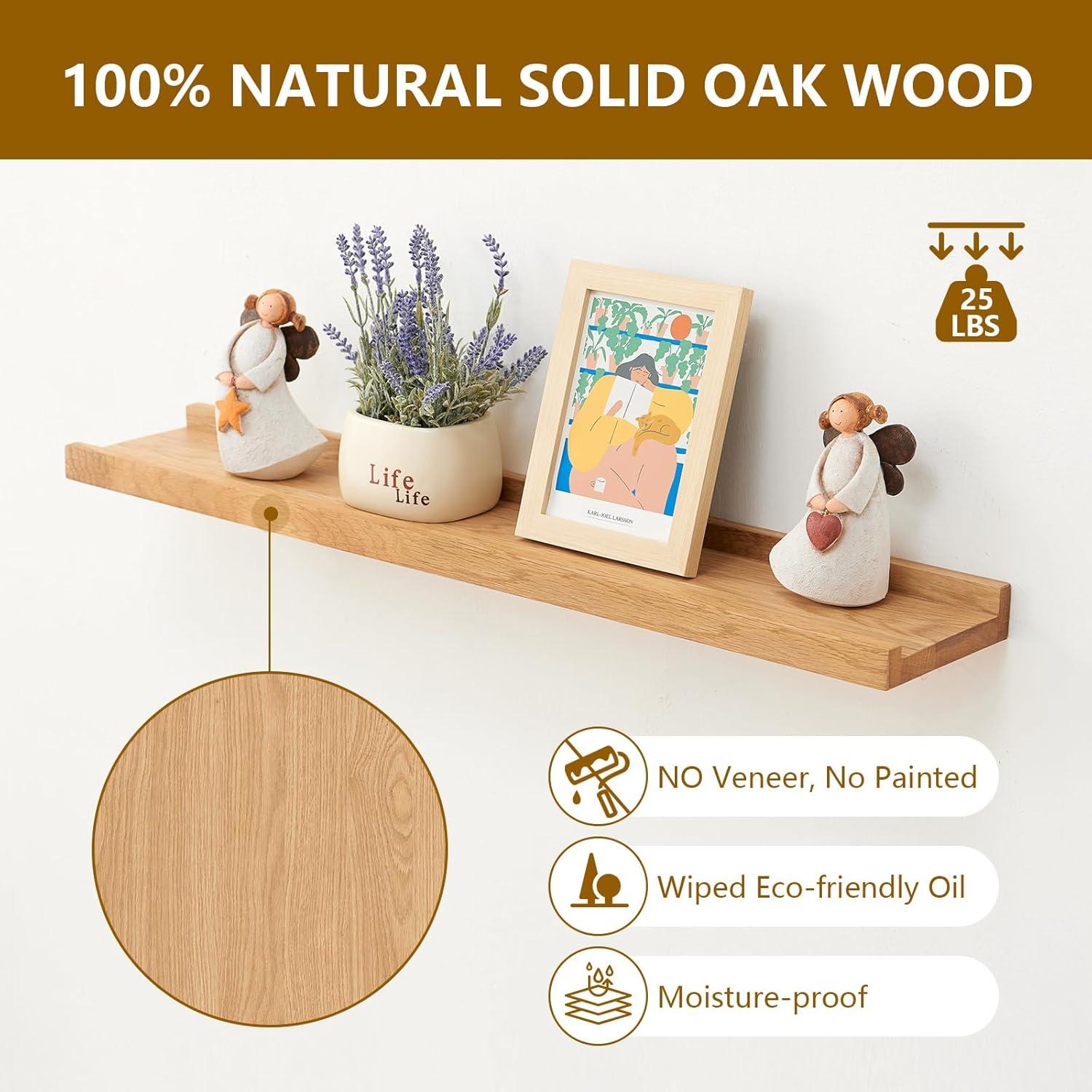 Estante Flotante de Madera de Roble Rsuwiz 60x15 cm Natural