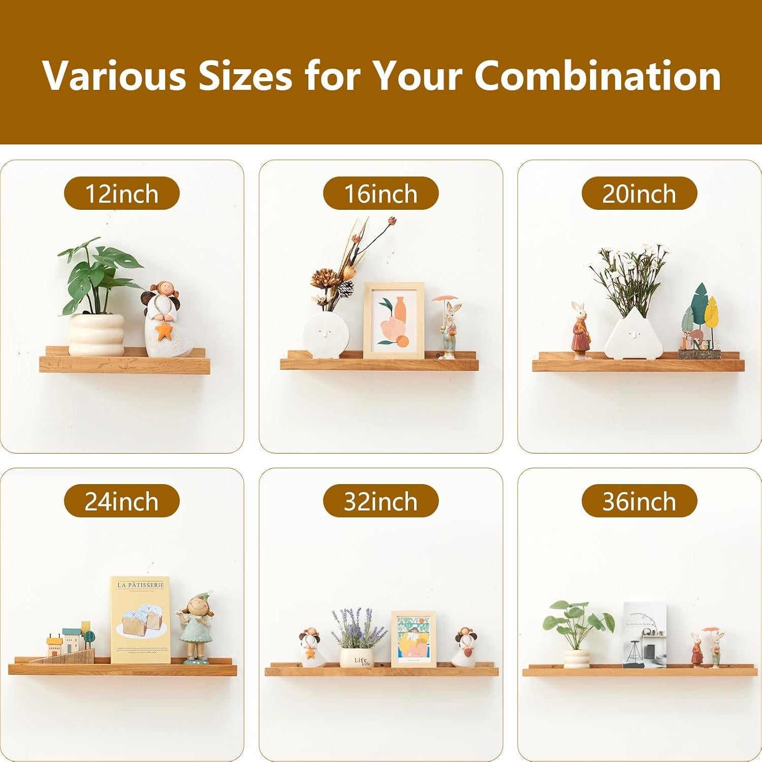 Estante Flotante de Madera de Roble Rsuwiz 60x15 cm Natural