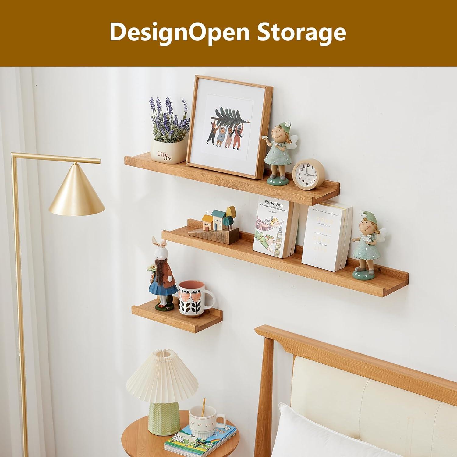 Estante Flotante de Madera de Roble Rsuwiz 60x15 cm Natural