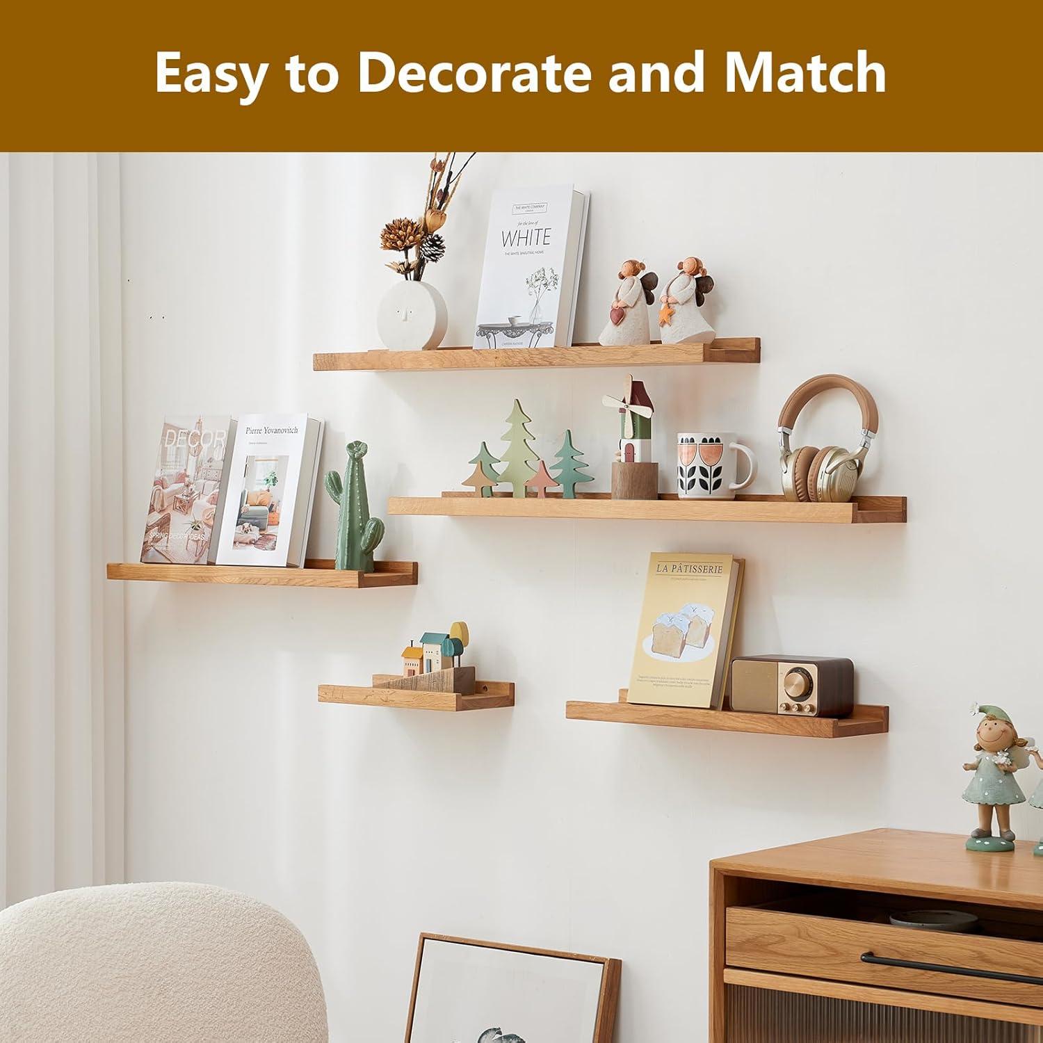 Estante Flotante de Madera de Roble Rsuwiz 60x15 cm Natural