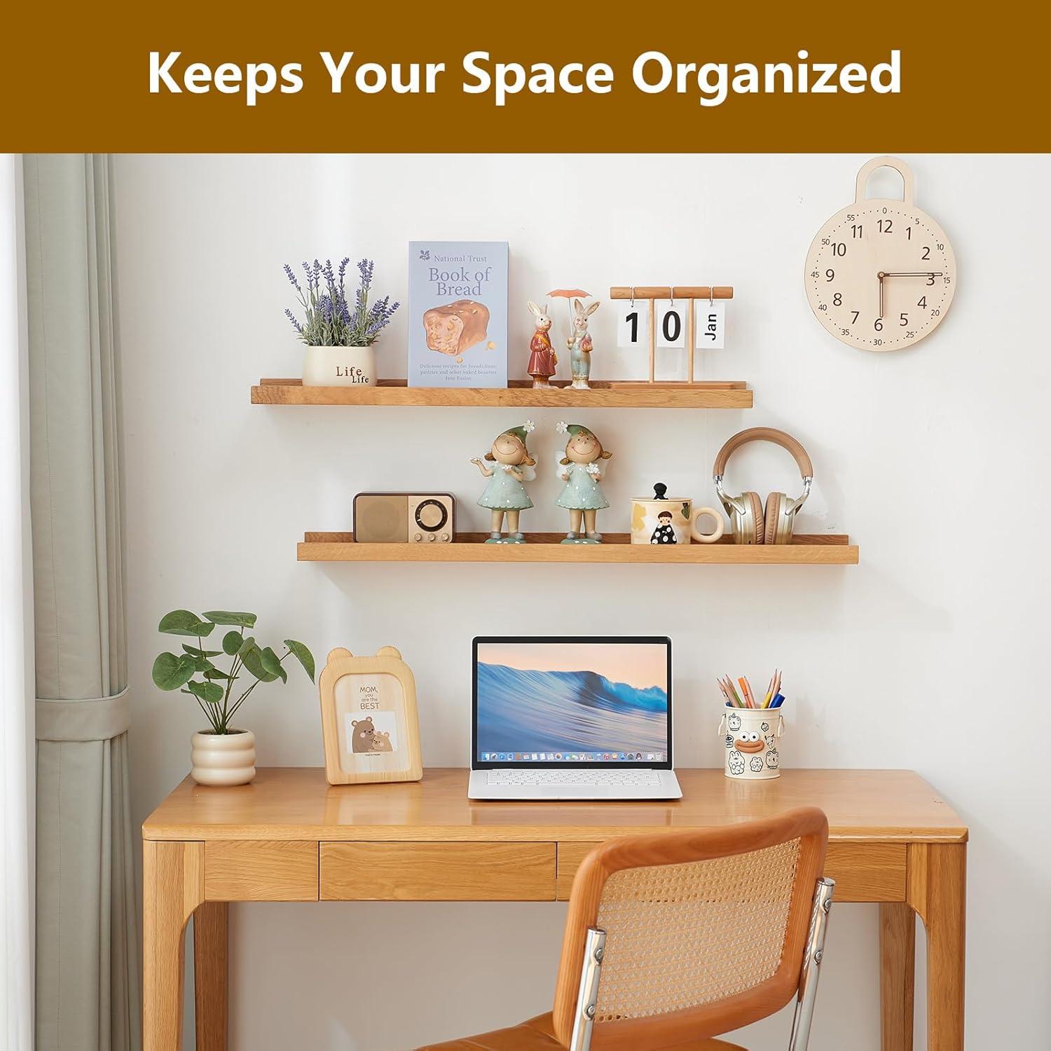 Estante Flotante de Madera de Roble Rsuwiz 60x15 cm Natural