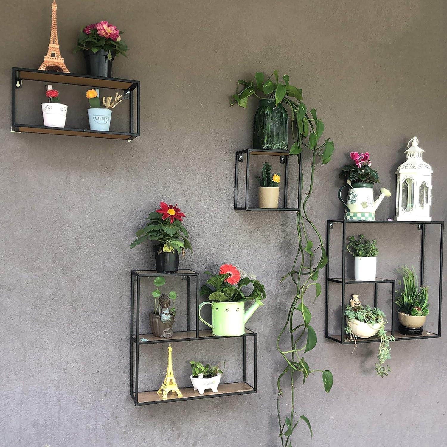 Set de Estantes Flotantes de Pared Allgala - 4 Piezas Metal y Madera