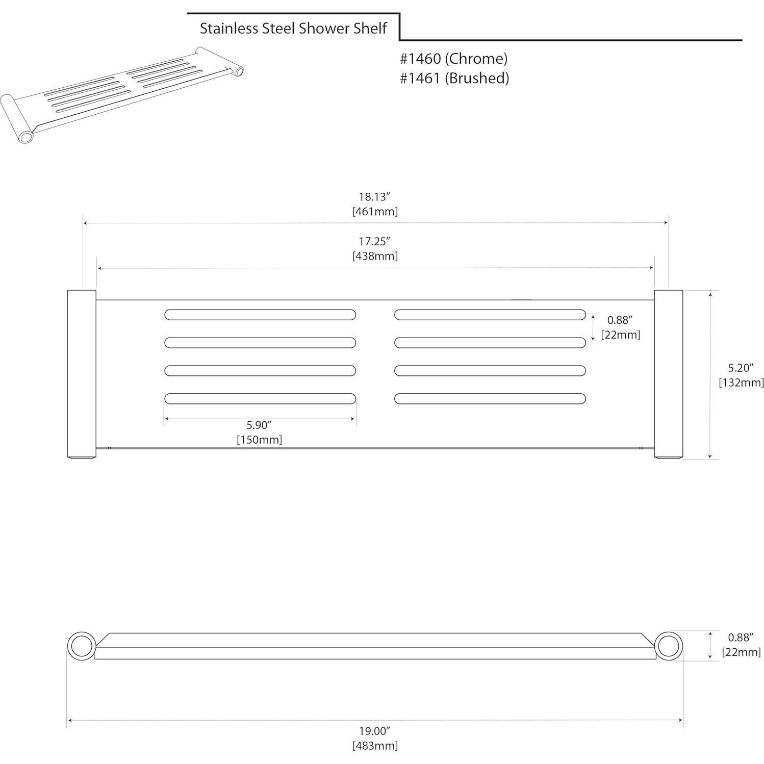 Estante de Ducha Gatco 1460 Cromo 48.26 cm Moderno
