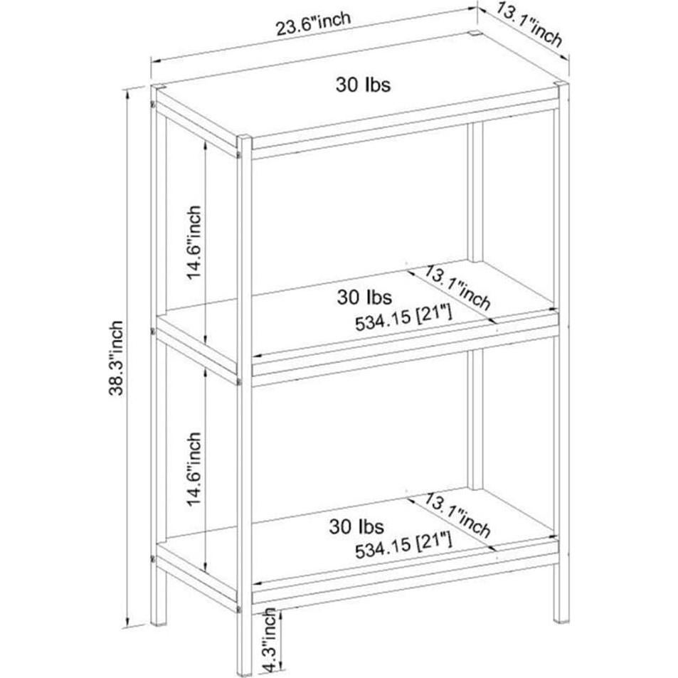 Estantería de Madera Caffoz 3 Niveles Caoba 60x97cm