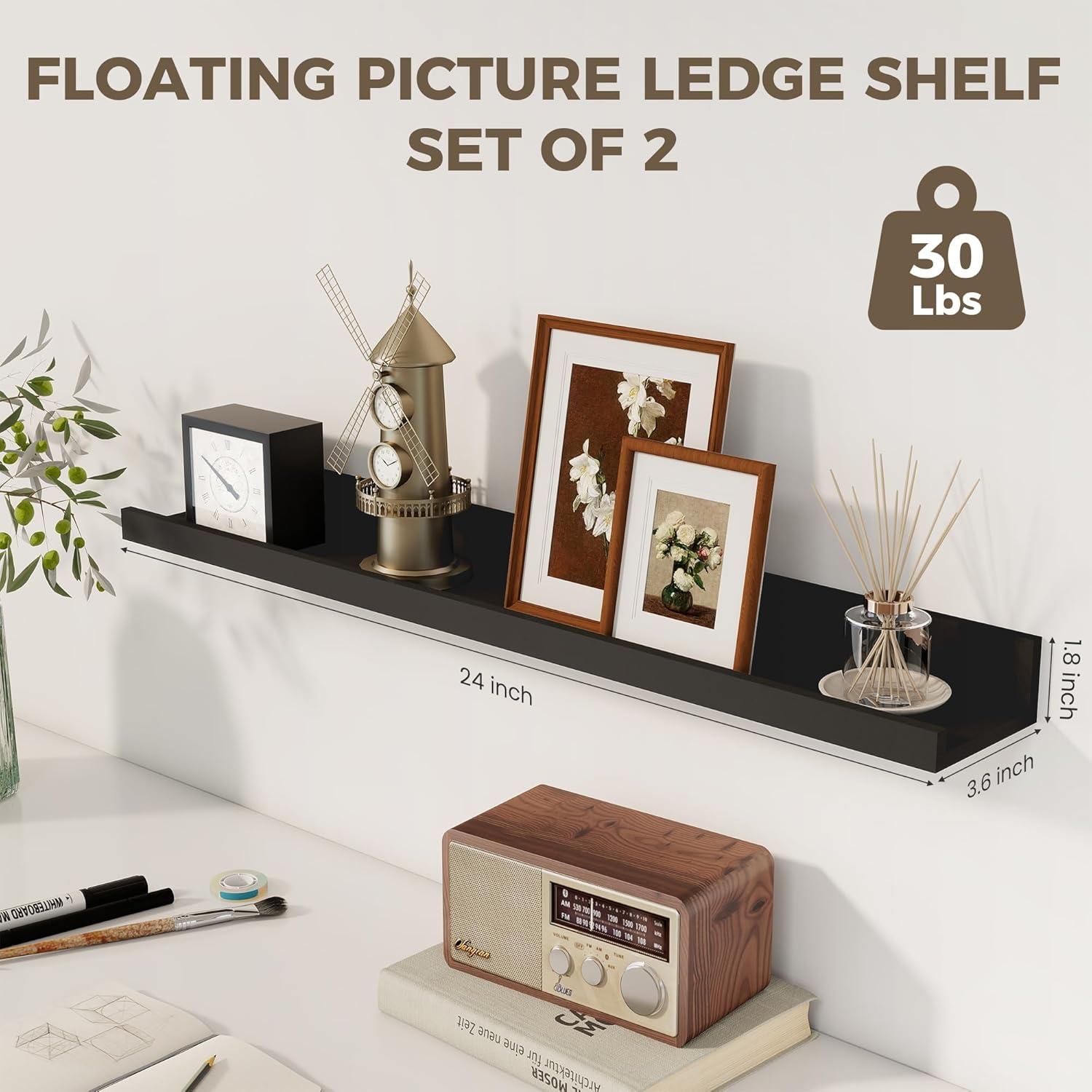 Estantes Flotantes Axeman 60.96 cm Set de 2 Negros con Labio