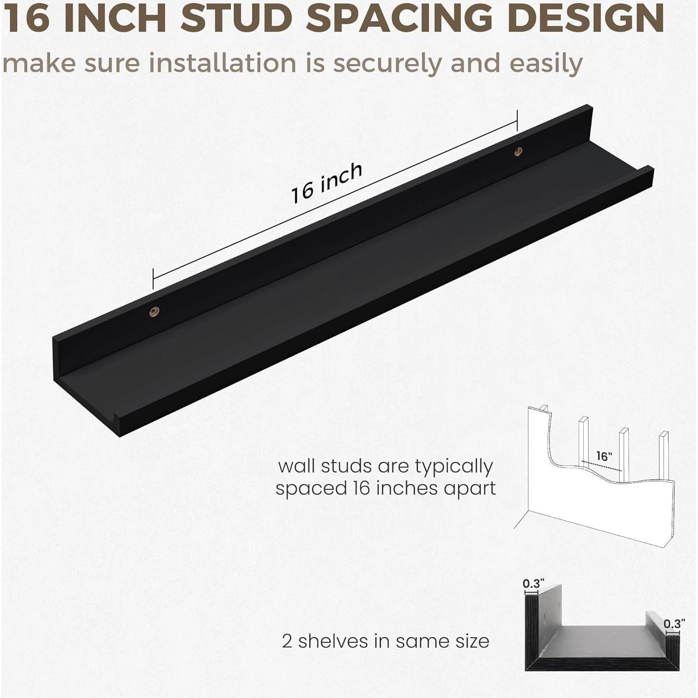 Estantes Flotantes Axeman 60.96 cm Set de 2 Negros con Labio