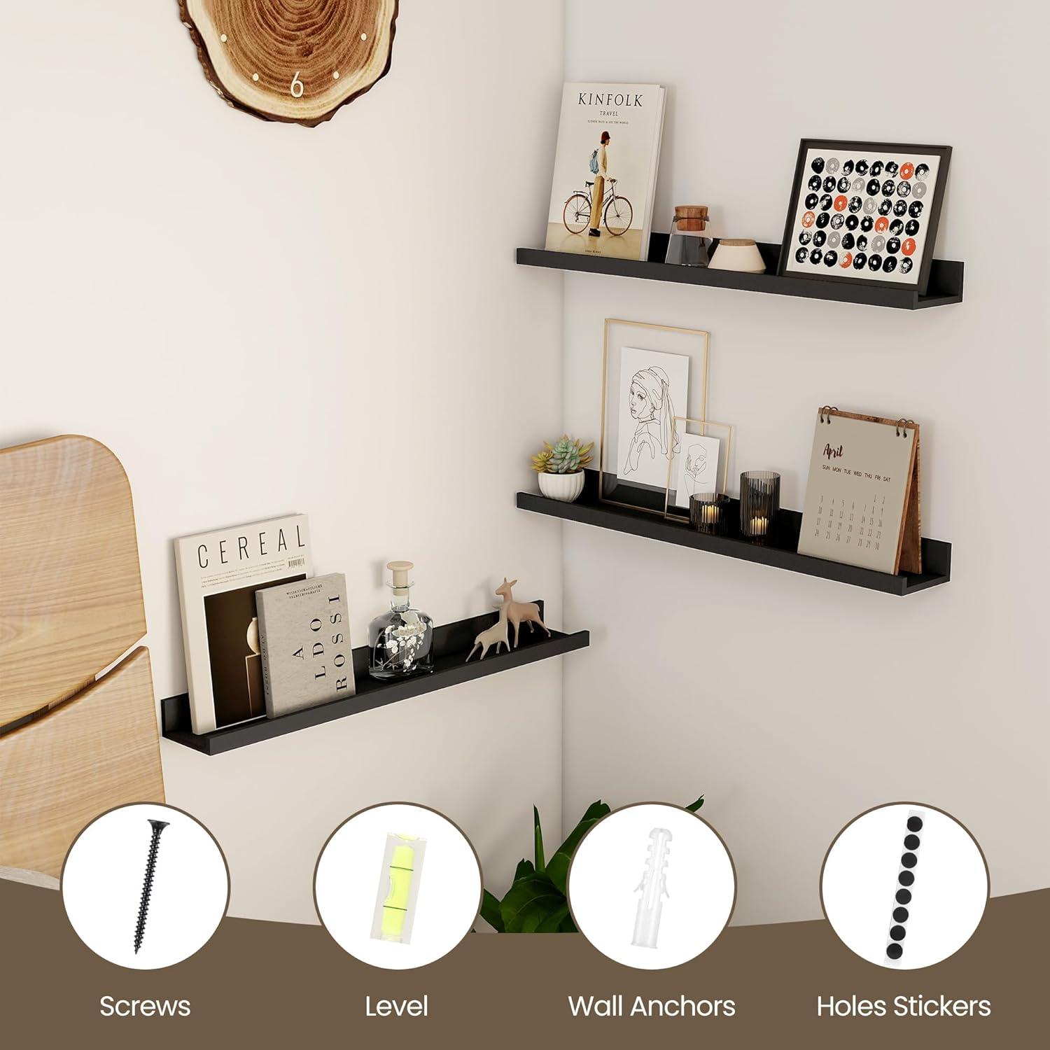 Estantes Flotantes Axeman 60.96 cm Set de 2 Negros con Labio