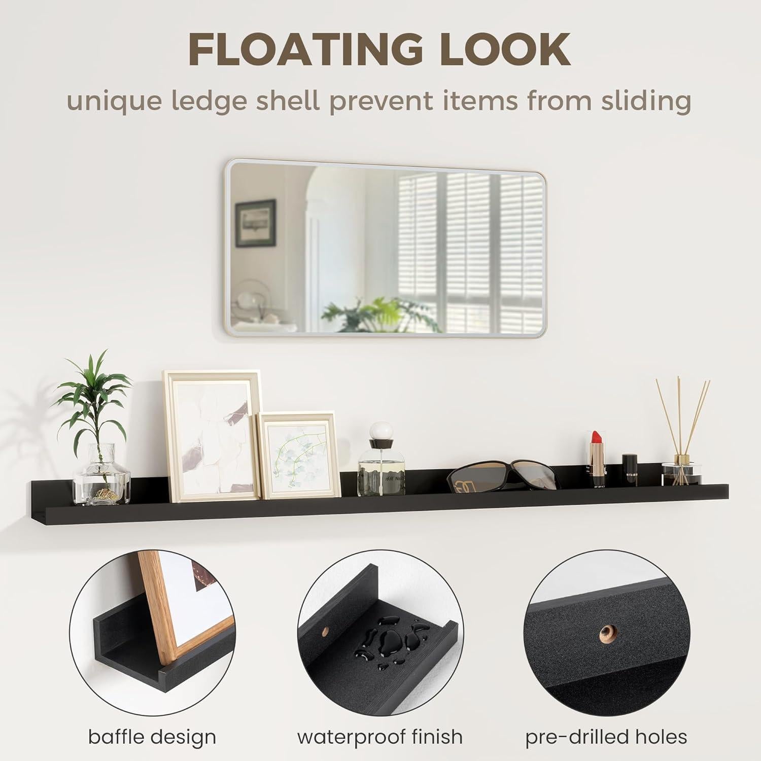 Estantes Flotantes Axeman 60.96 cm Set de 2 Negros con Labio