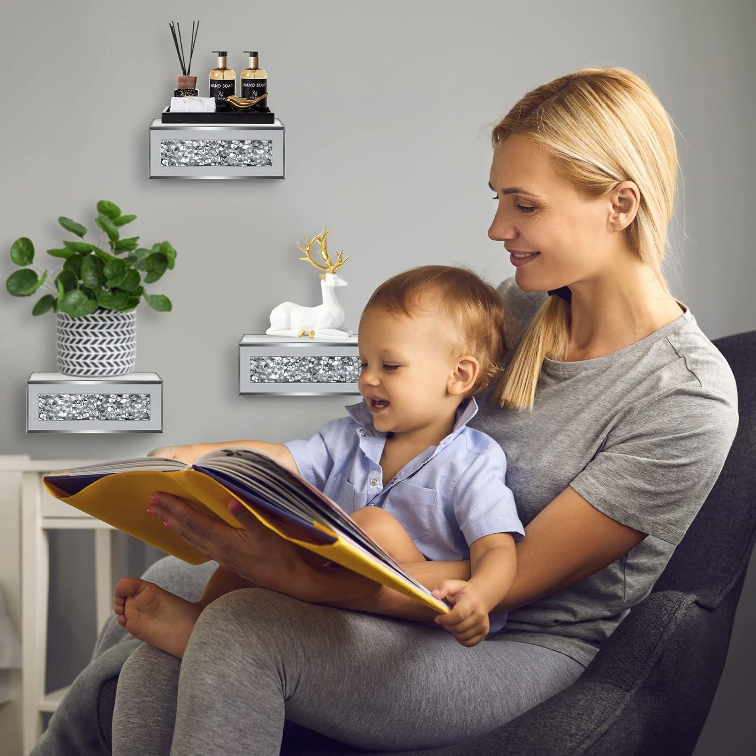 Estantes Flotantes de Vidrio Espejado Tuanse 4 Piezas 15.2x13.2cm