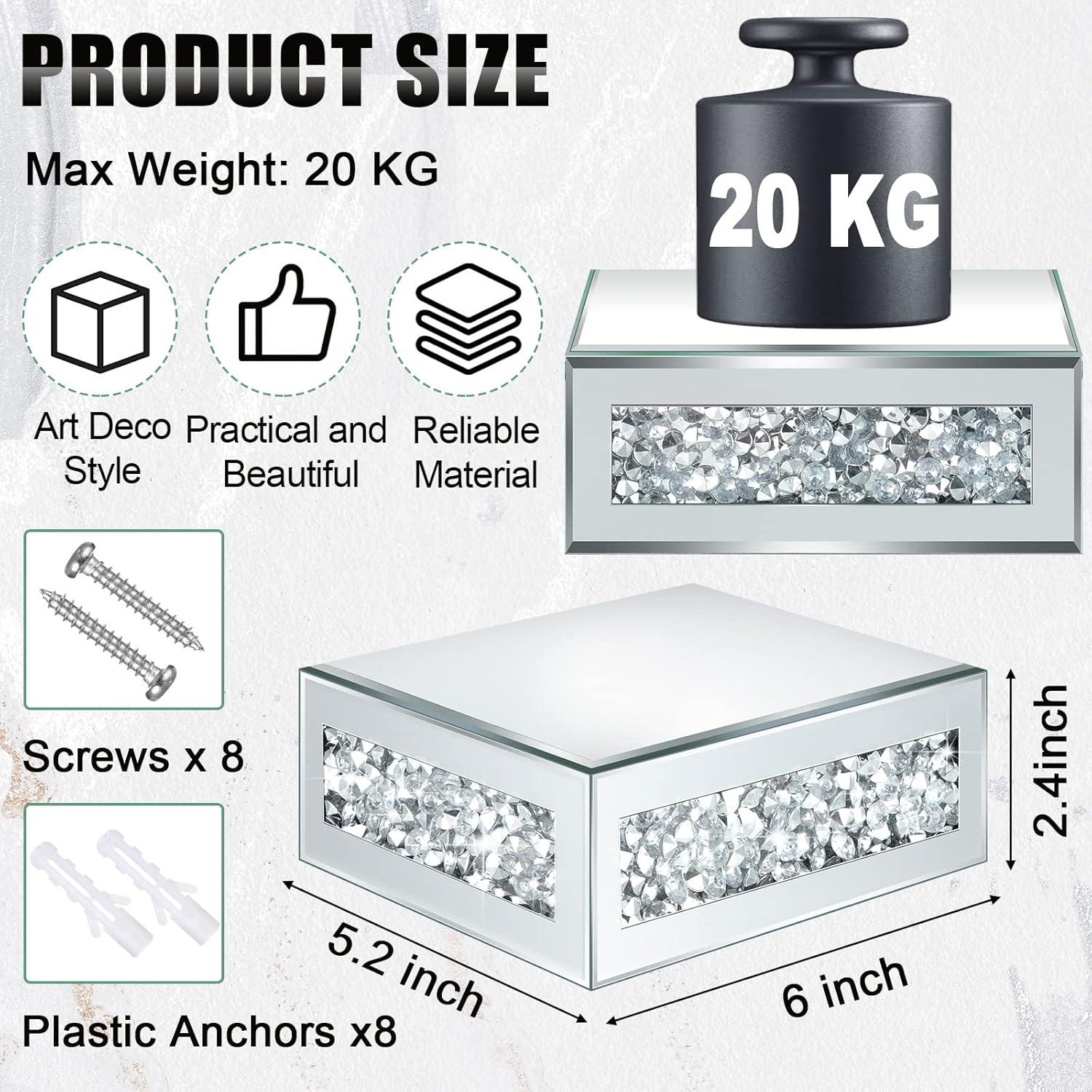 Estantes Flotantes de Vidrio Espejado Tuanse 4 Piezas 15.2x13.2cm