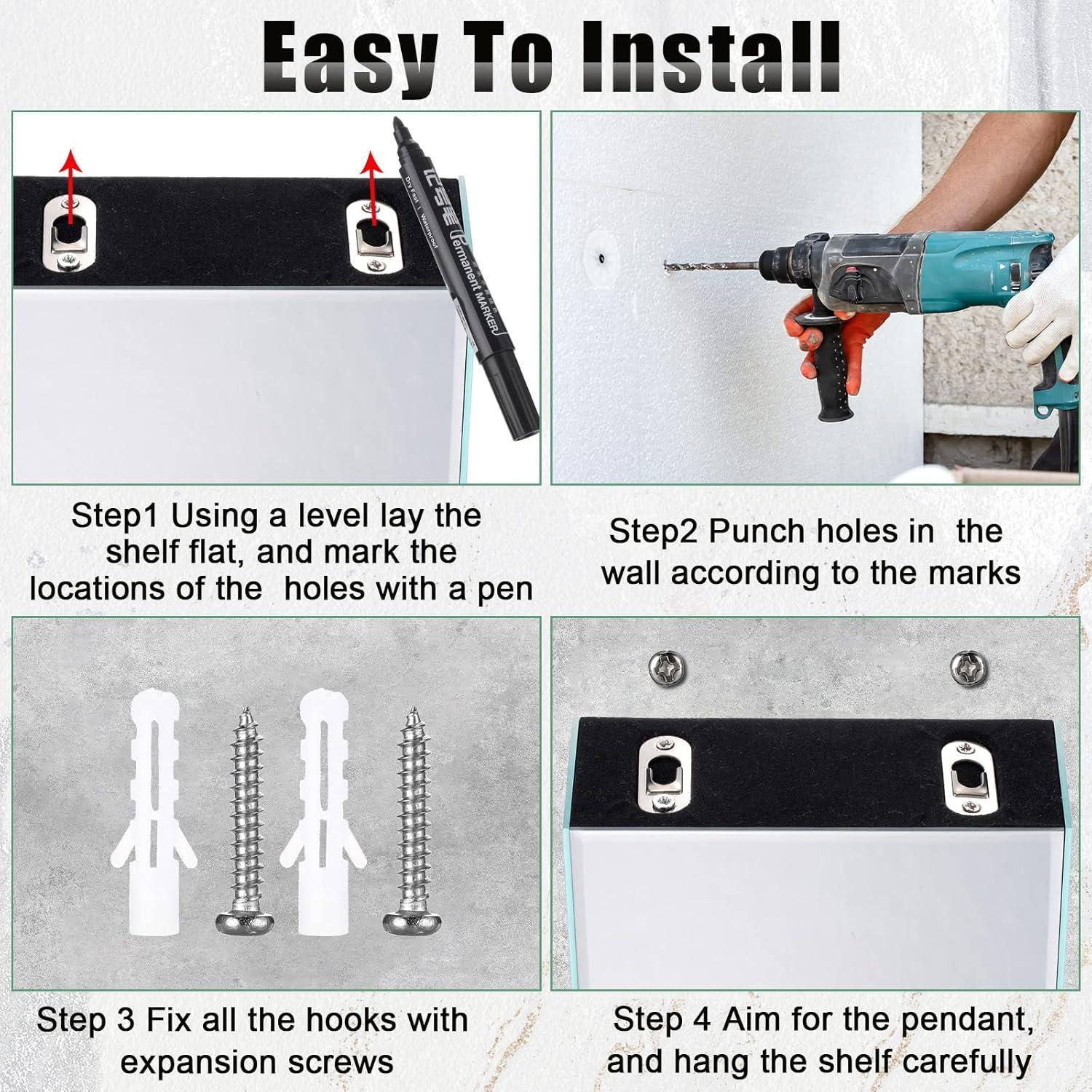 Estantes Flotantes de Vidrio Espejado Tuanse 4 Piezas 15.2x13.2cm