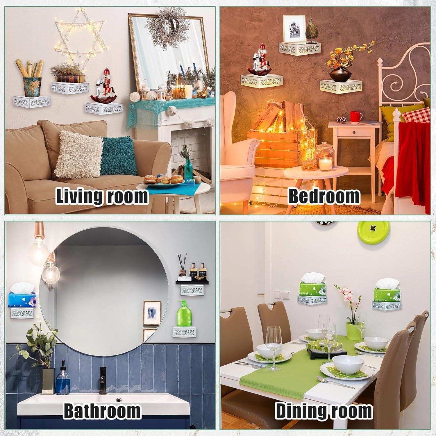 Estantes Flotantes de Vidrio Espejado Tuanse 4 Piezas 15.2x13.2cm