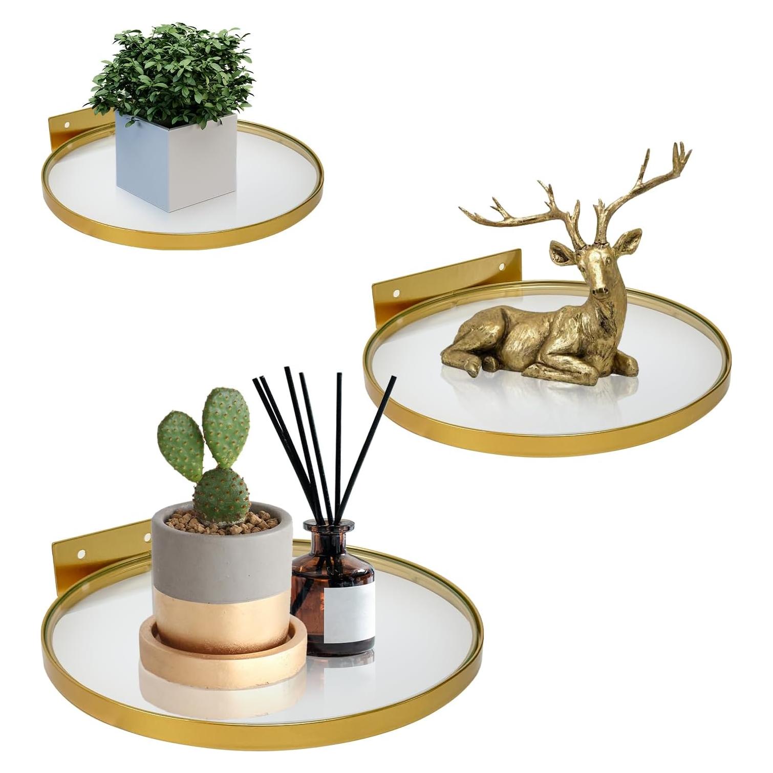 Estantes Flotantes Cityelf Juego de 3 Dorados 20.32cm