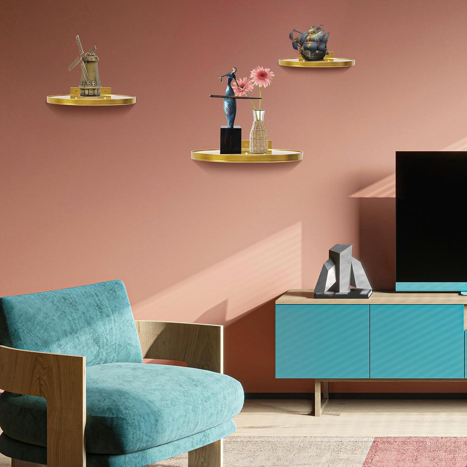 Estantes Flotantes Cityelf Juego de 3 Dorados 20.32cm