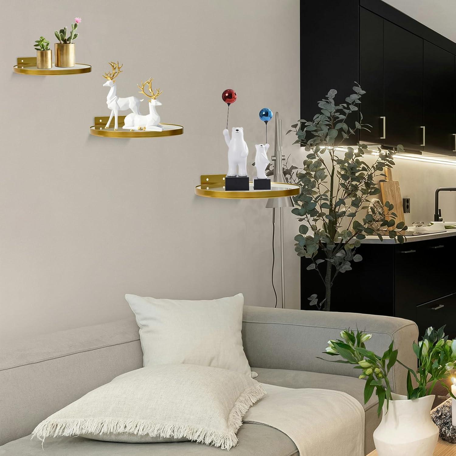 Estantes Flotantes Cityelf Juego de 3 Dorados 20.32cm