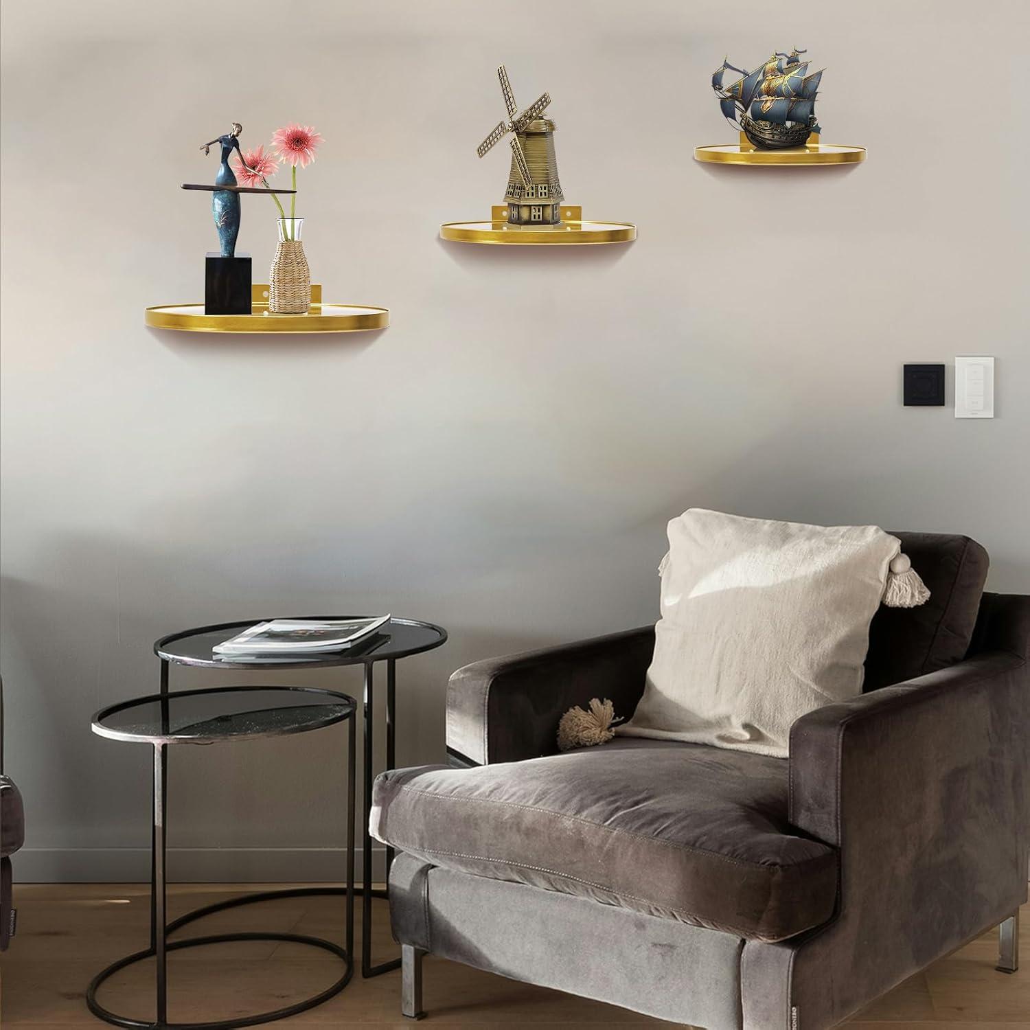 Estantes Flotantes Cityelf Juego de 3 Dorados 20.32cm