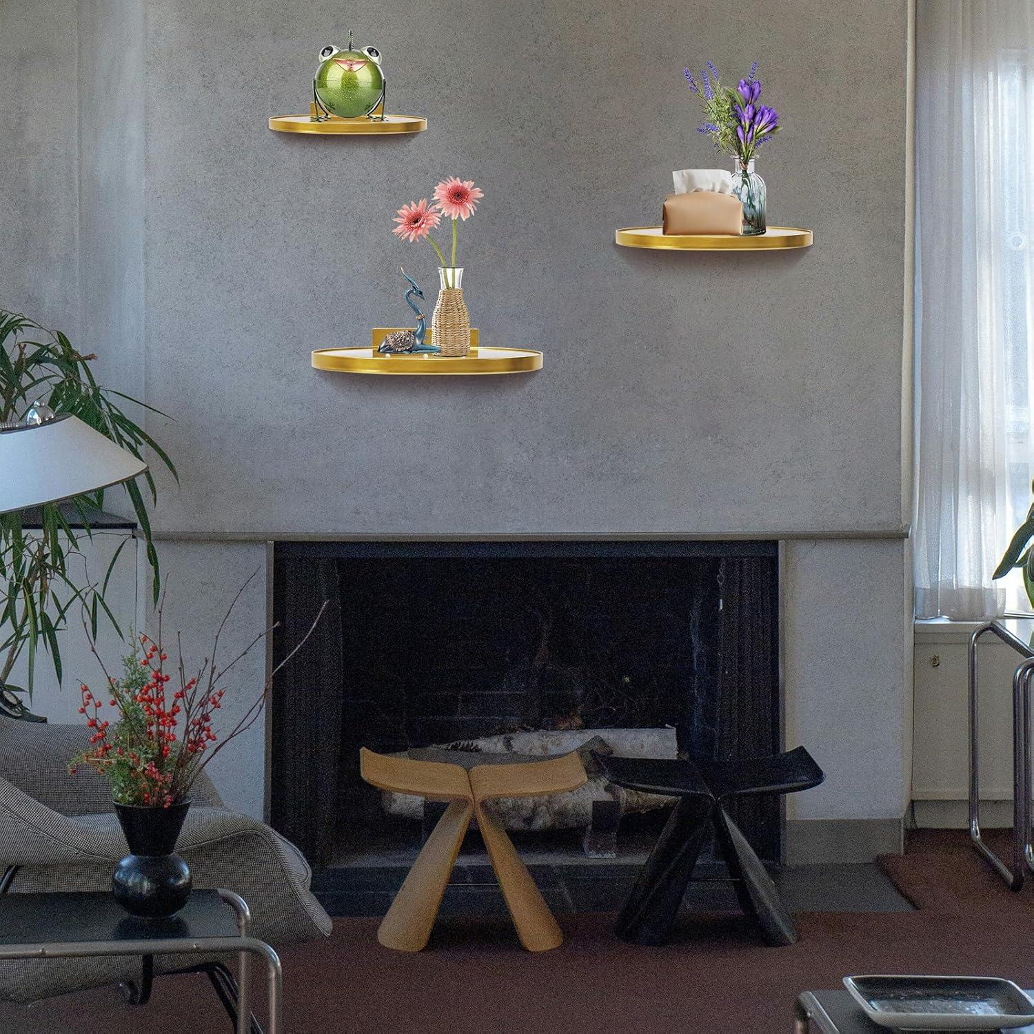 Estantes Flotantes Cityelf Juego de 3 Dorados 20.32cm