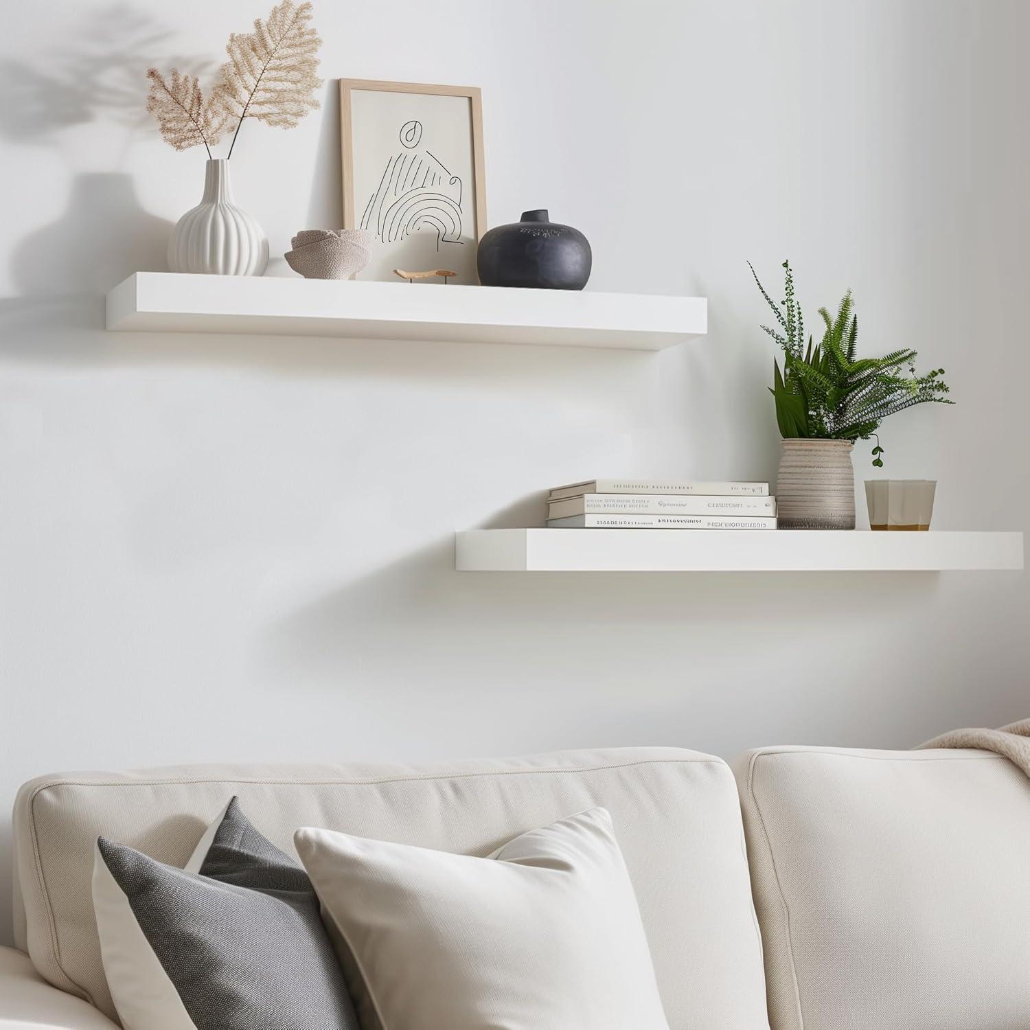 Estantes Flotantes Blancos Inhabit Union 61cm - Juego de 2