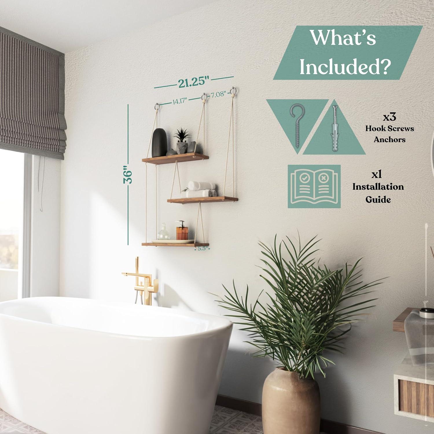 Estantes Colgantes de Cuerda NWOOD 3 Niveles para Decoración