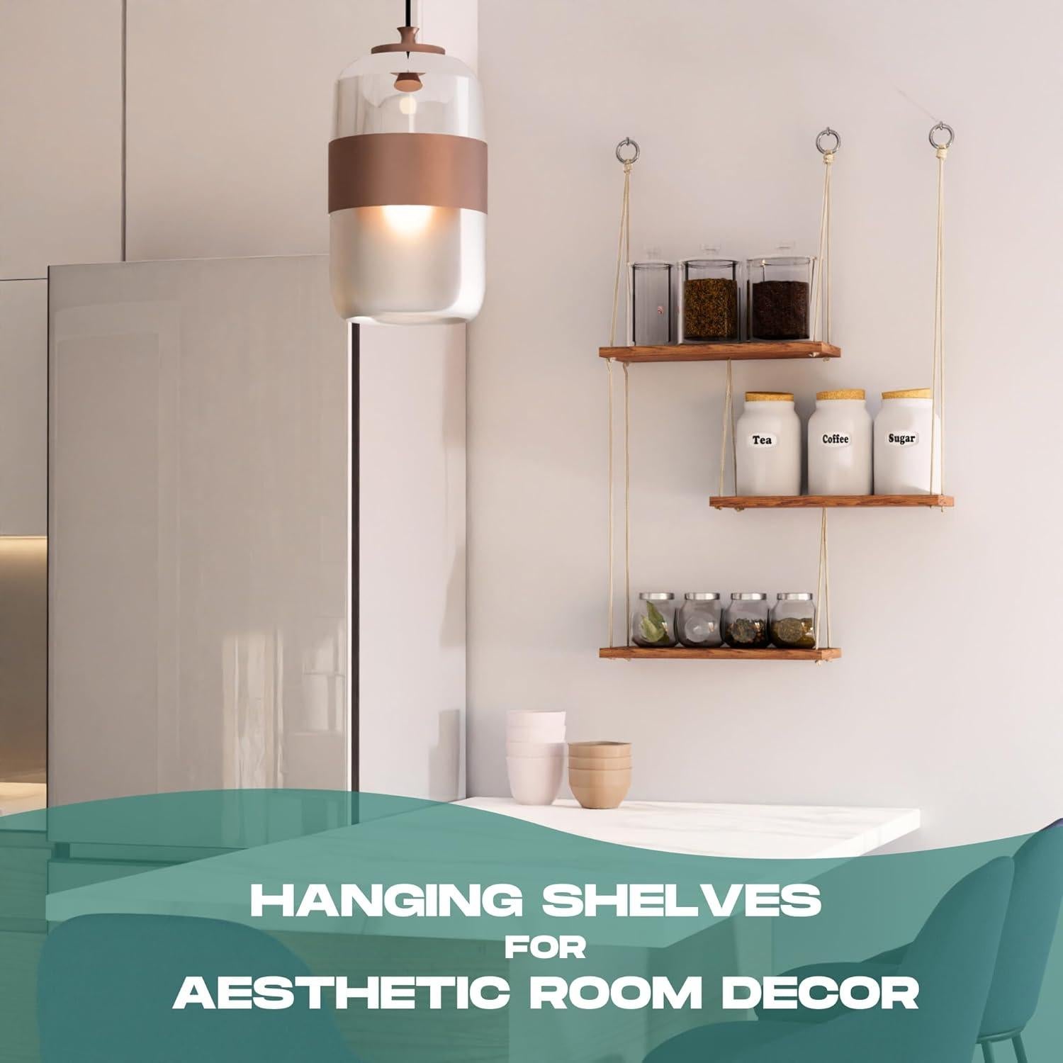 Estantes Colgantes de Cuerda NWOOD 3 Niveles para Decoración