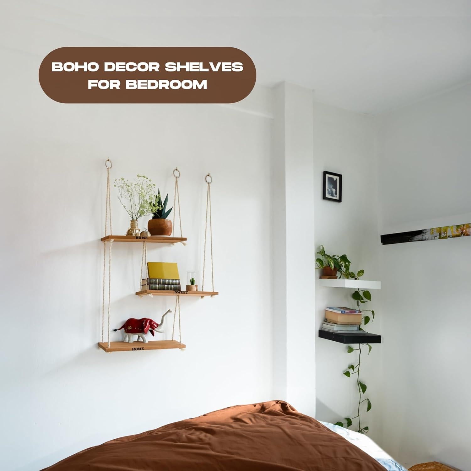 Estantes Colgantes de Cuerda NWOOD 3 Niveles para Decoración