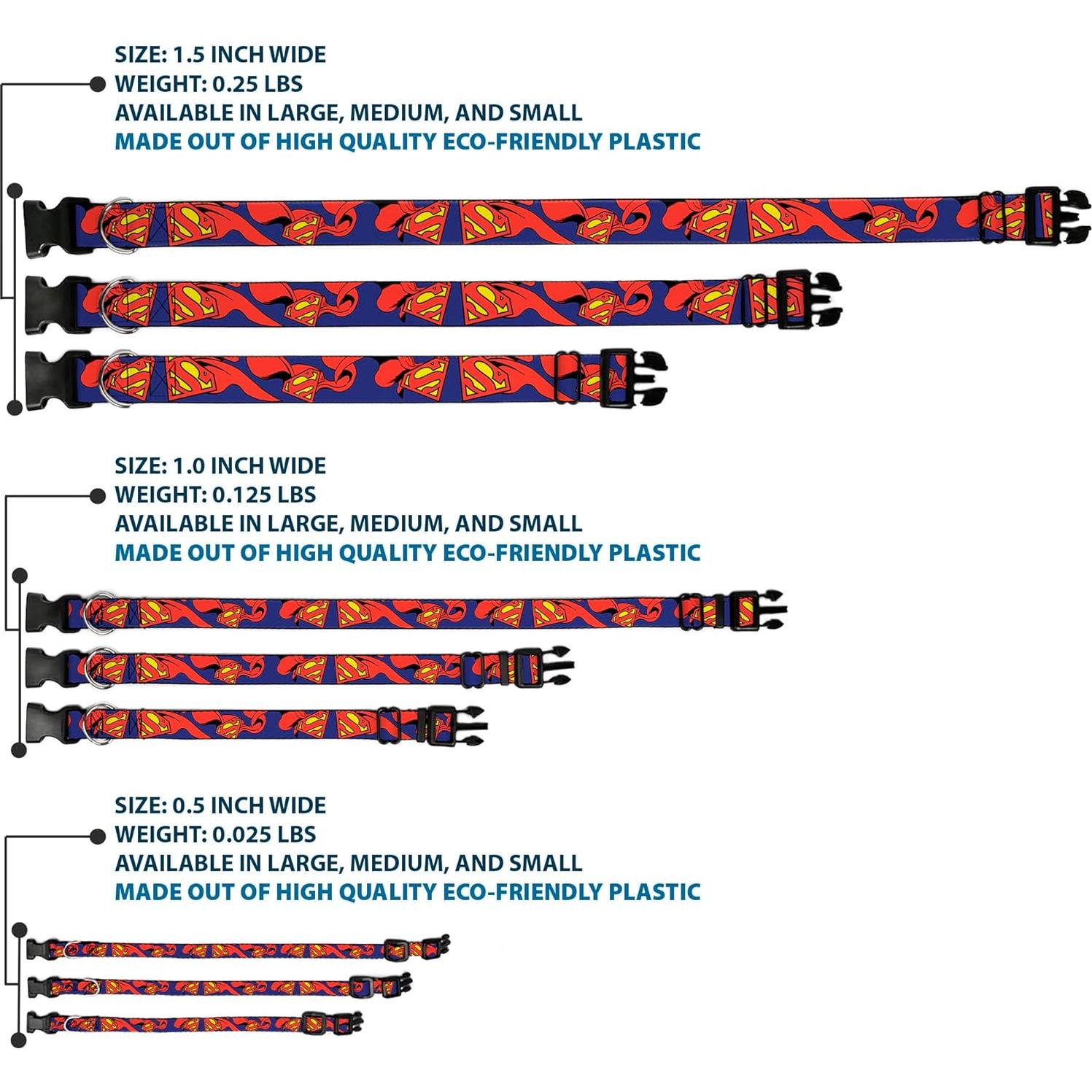 Collar de Perro Buckle-Down Superman 2.54 cm Ajustable Pequeño