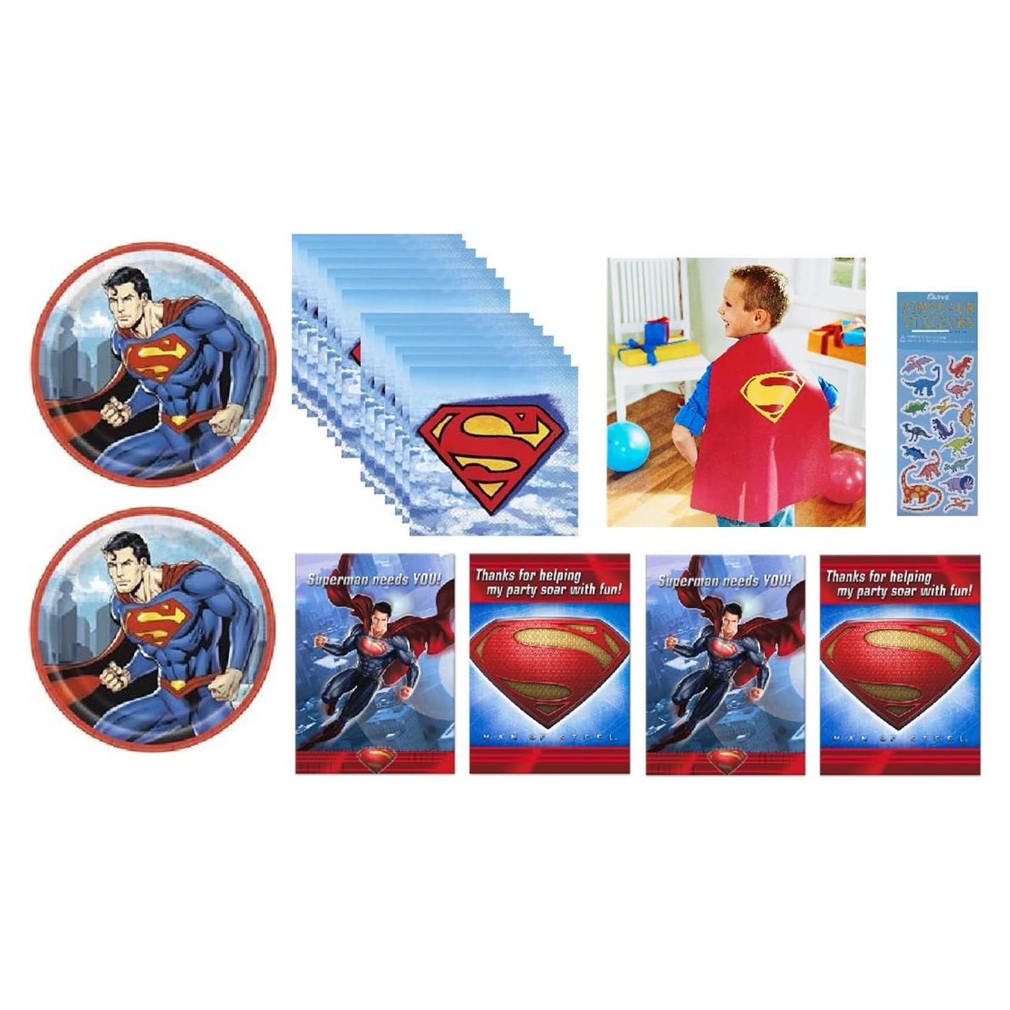 Suministros Fiesta Cumpleaños Superman 16 Platos Servilletas