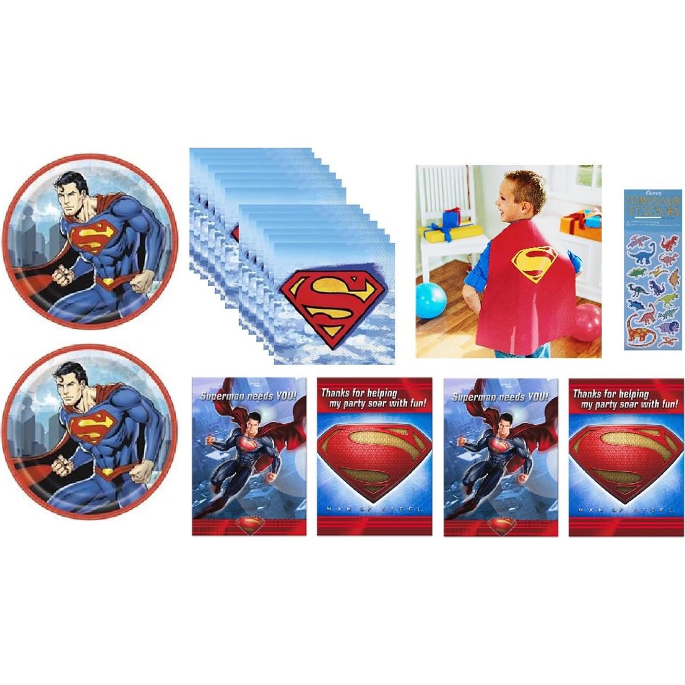 Suministros Fiesta Cumpleaños Superman 16 Platos Servilletas