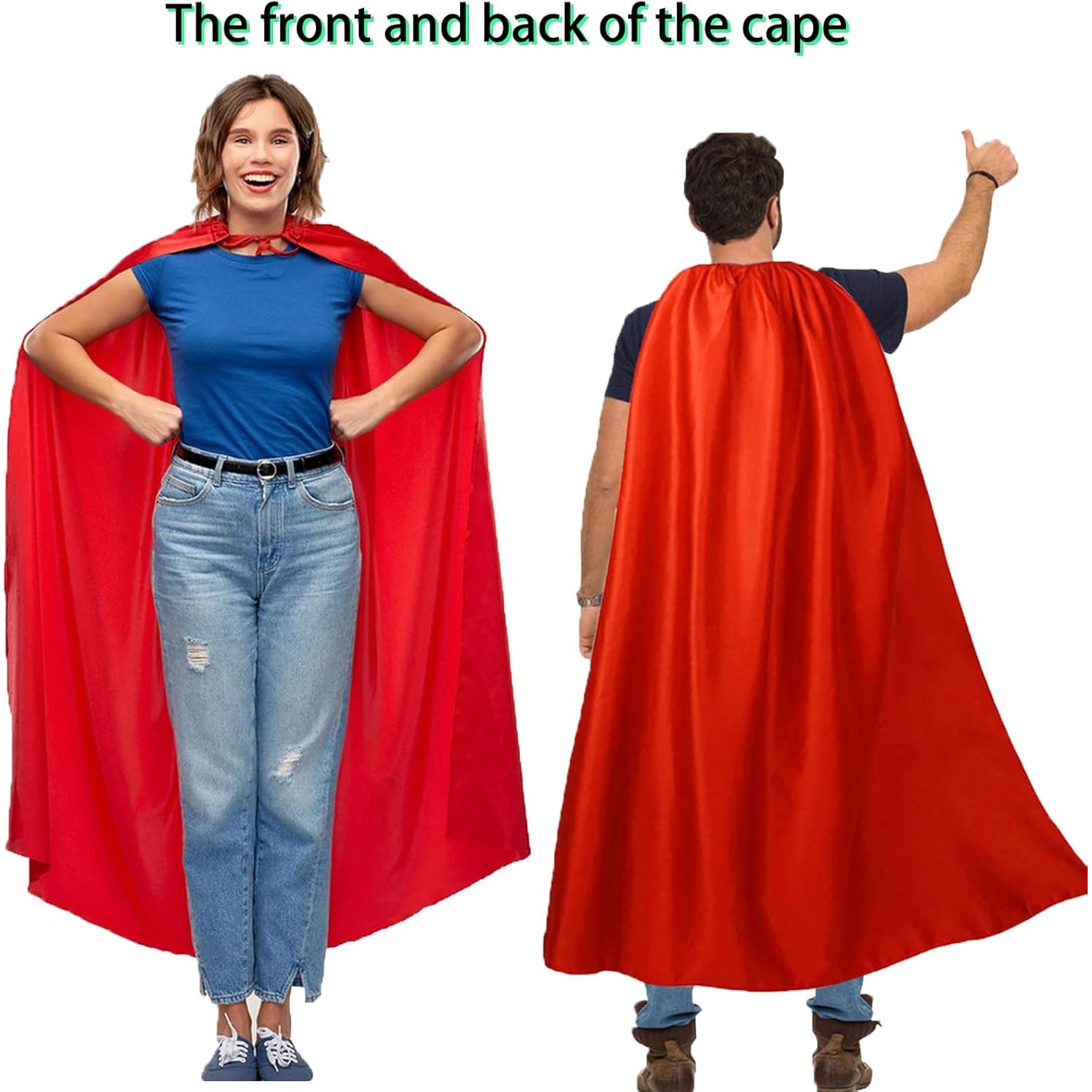 Capa y Máscara de Superhéroe para Adultos 140cm Rojo