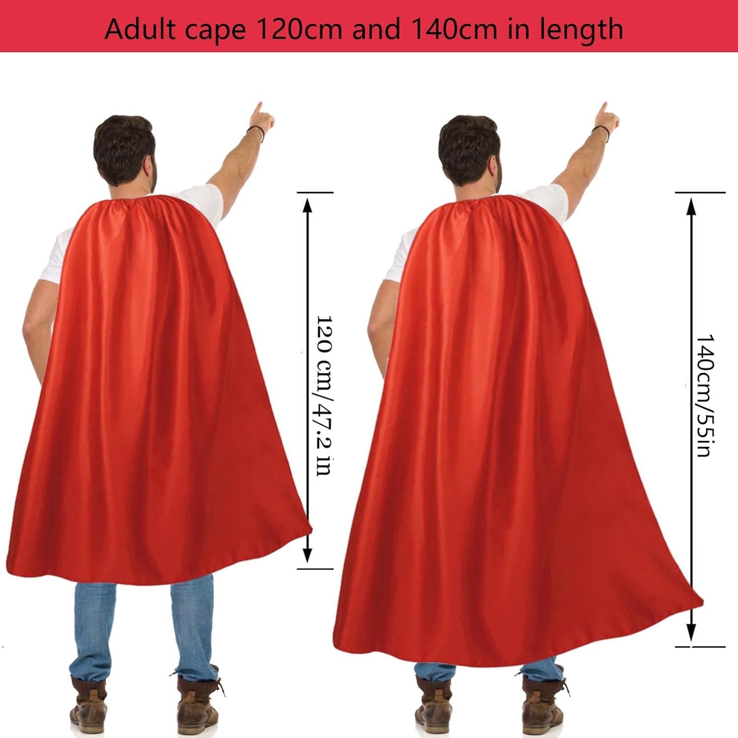 Capa y Máscara de Superhéroe para Adultos 140cm Rojo