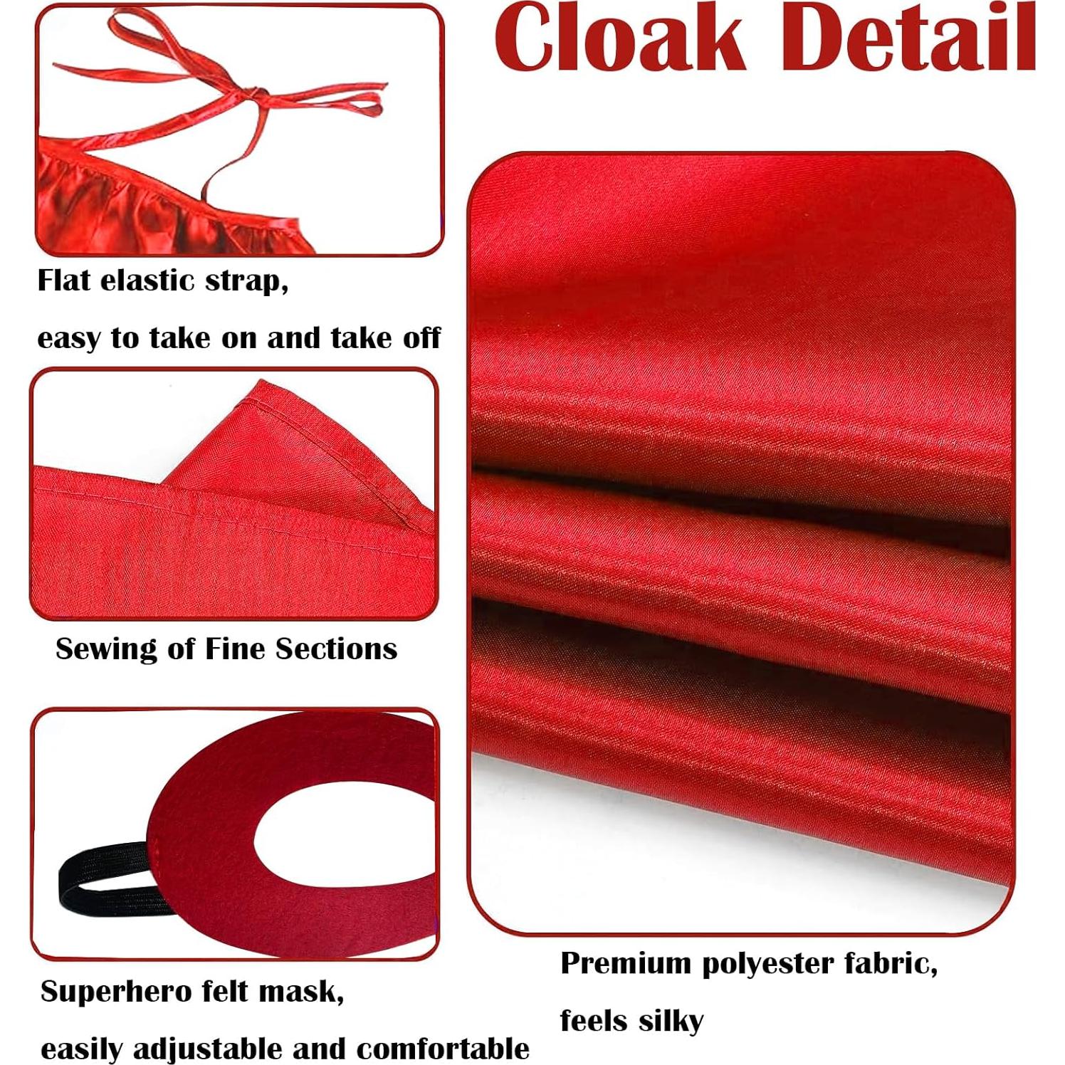 Capa y Máscara de Superhéroe para Adultos 140cm Rojo