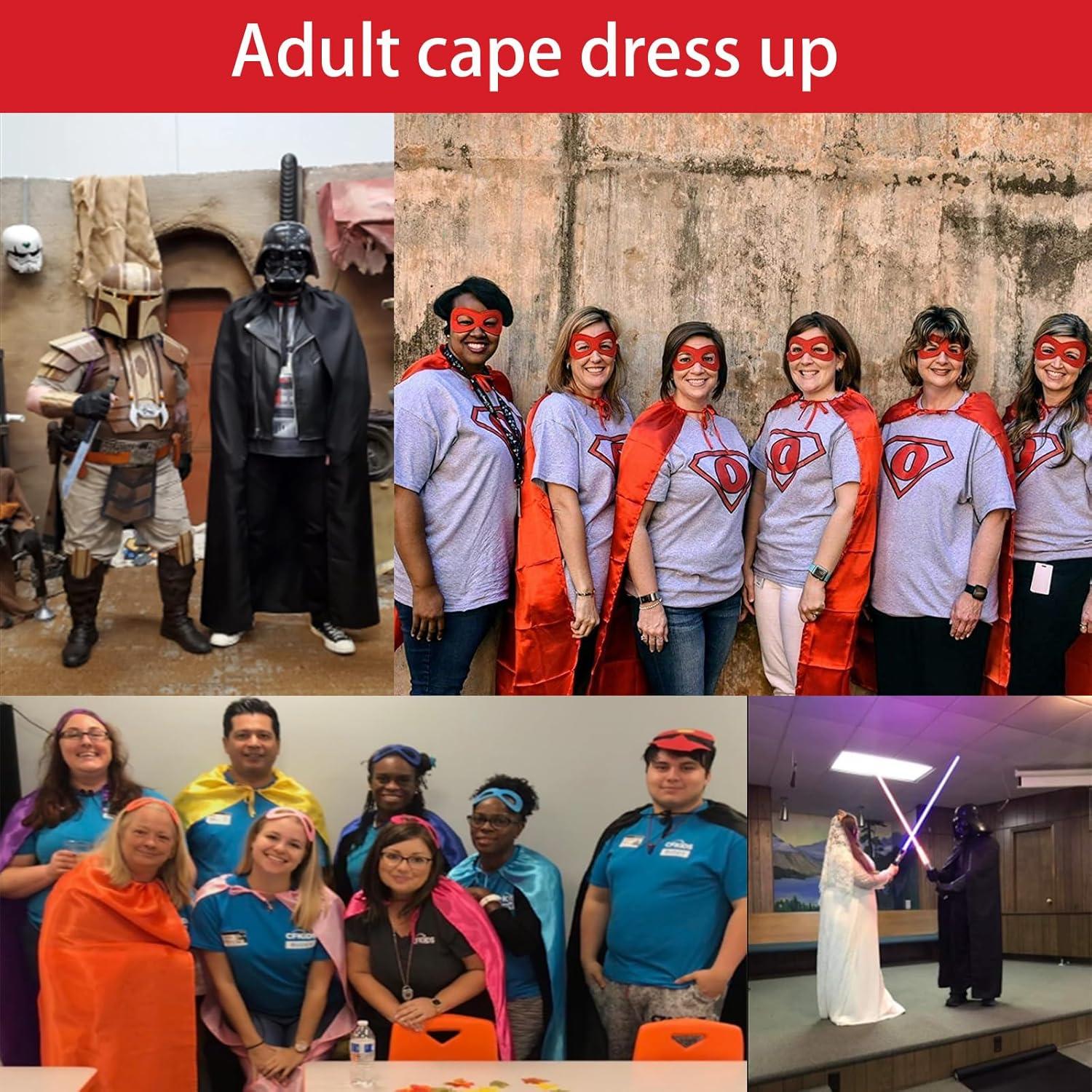 Capa y Máscara de Superhéroe para Adultos 140cm Rojo