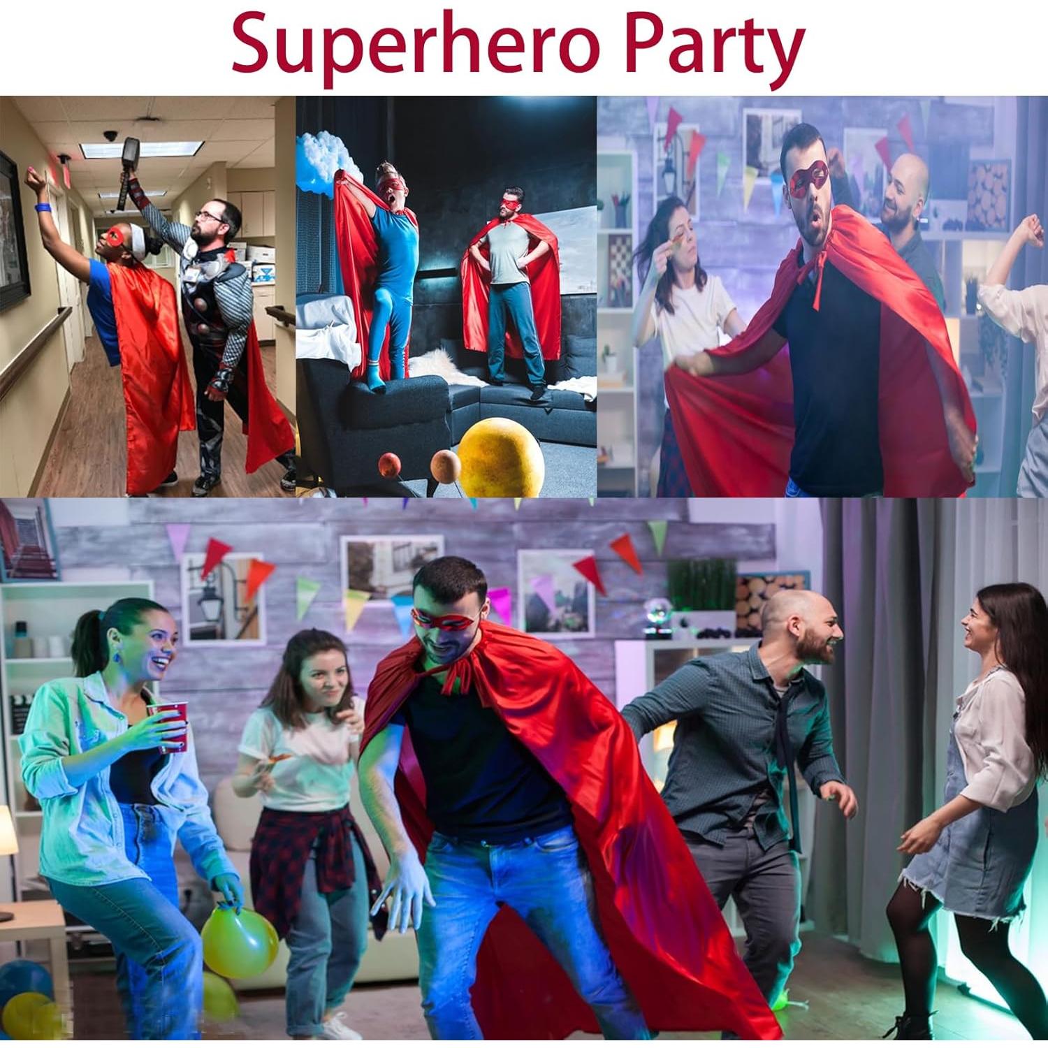 Capa y Máscara de Superhéroe para Adultos 140cm Rojo