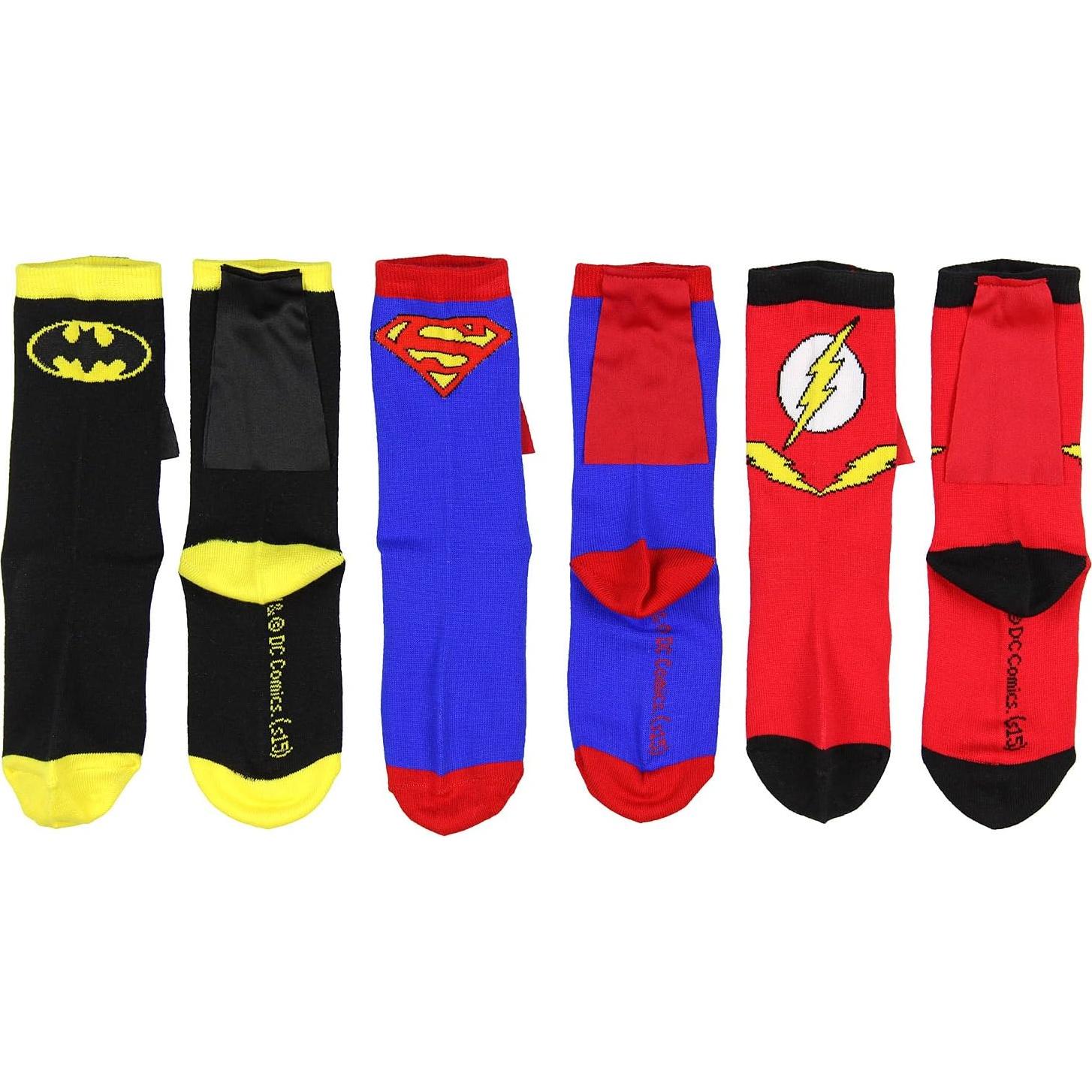 Calcetines Crew para Niños DC Comics con Capa 3 Pack 5-7 Años