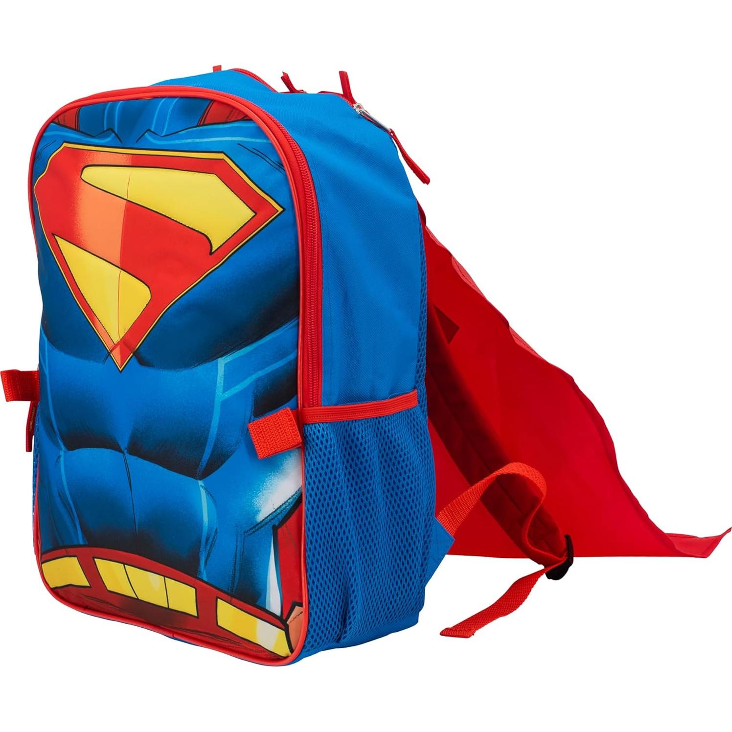 Set de Mochila Escolar Superman 2 Piezas 40.64 cm con Capa