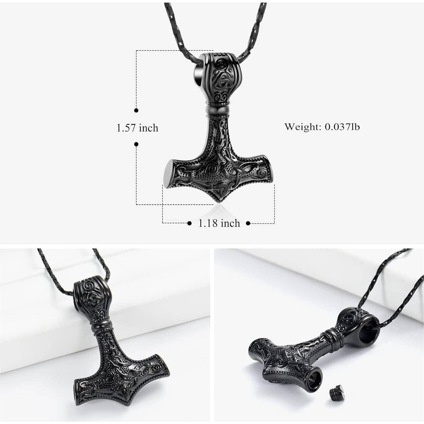 Collar Urna Martillo de Thor AIWENXI Acero Inoxidable 4x3 cm