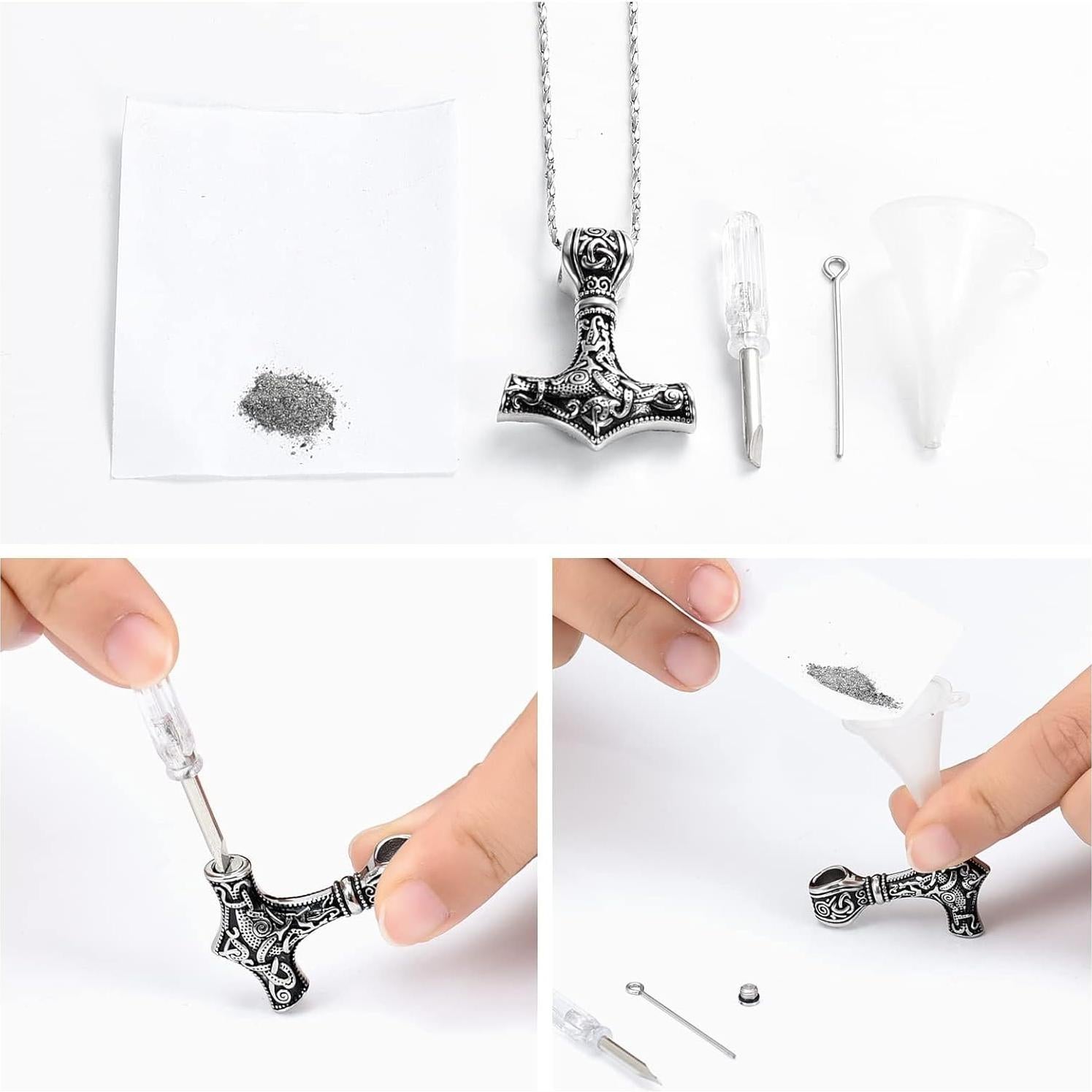 Collar Urna Martillo de Thor AIWENXI Acero Inoxidable 4x3 cm