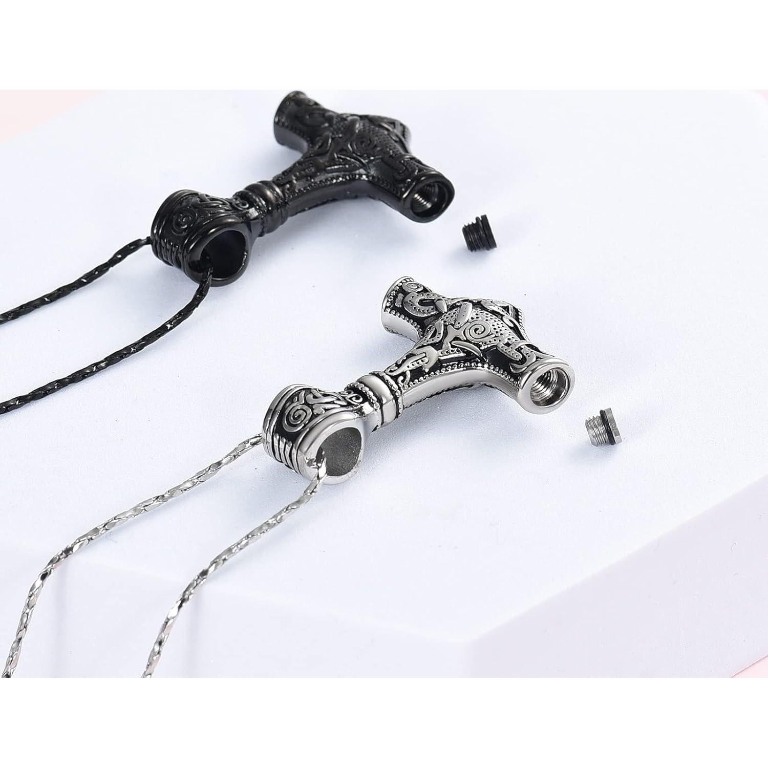 Collar Urna Martillo de Thor AIWENXI Acero Inoxidable 4x3 cm