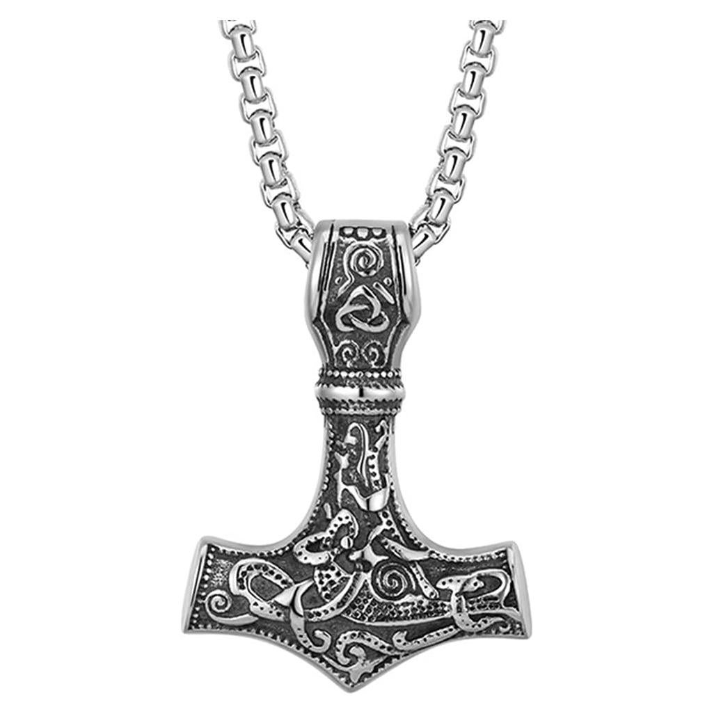 Collar Vikingos Mjolnir Thor - Colgante Acero Inoxidable 58 cm