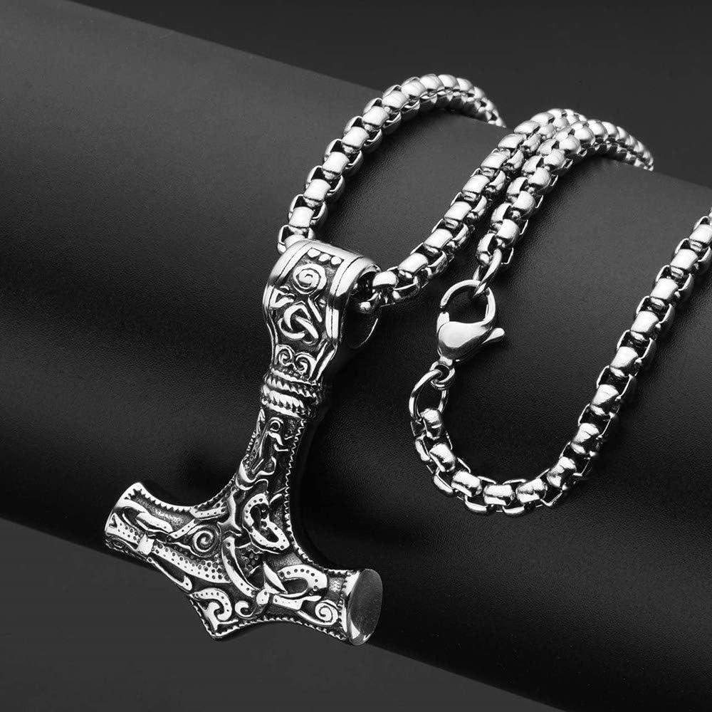 Collar Vikingos Mjolnir Thor - Colgante Acero Inoxidable 58 cm