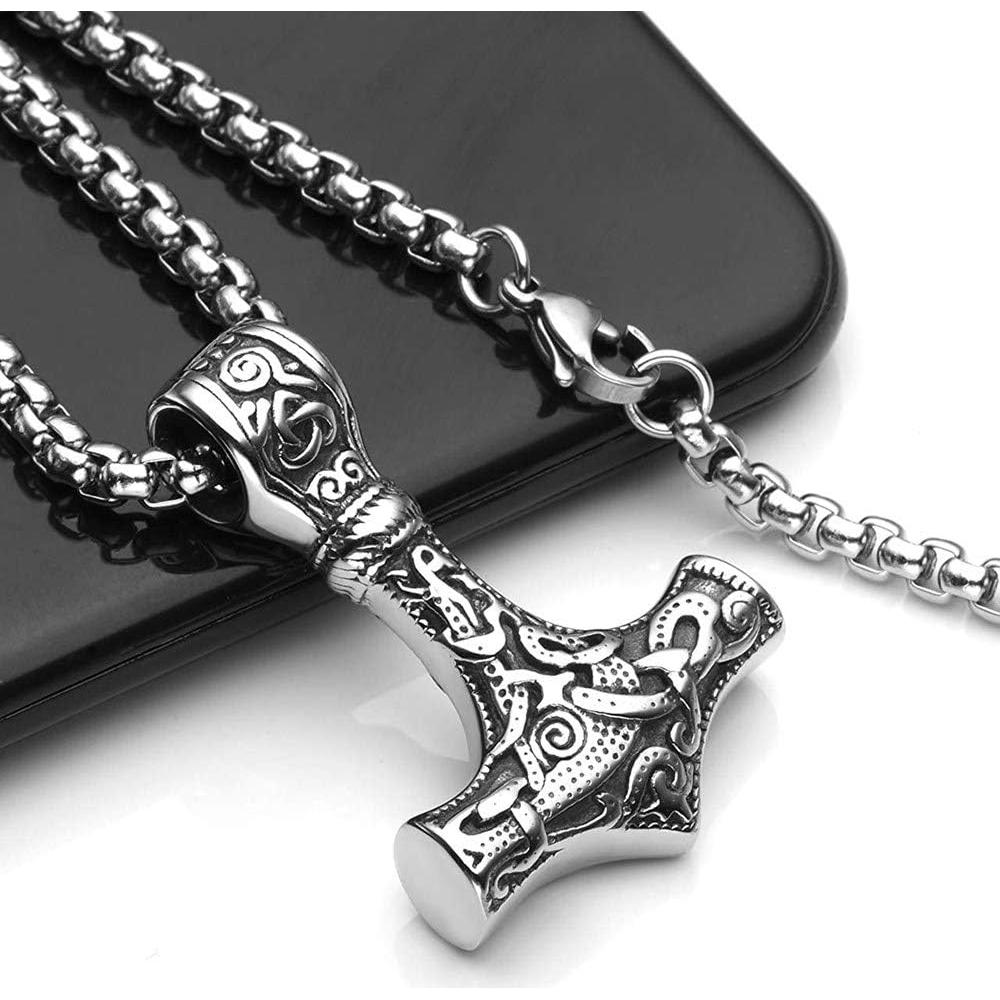 Collar Vikingos Mjolnir Thor - Colgante Acero Inoxidable 58 cm