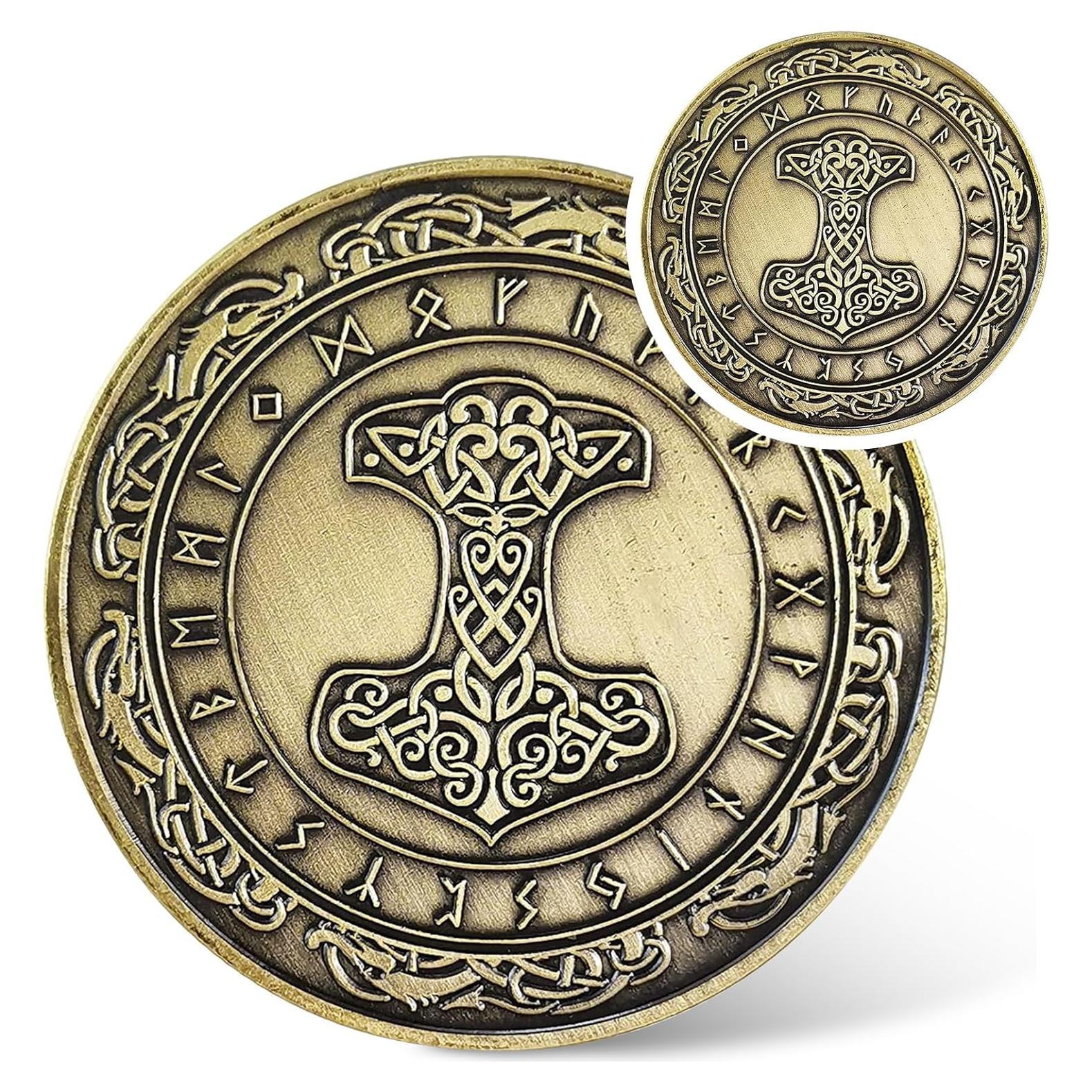 Moneda Talismán Martillo de Thor IELCJJ - 4 cm Runas Vikingas