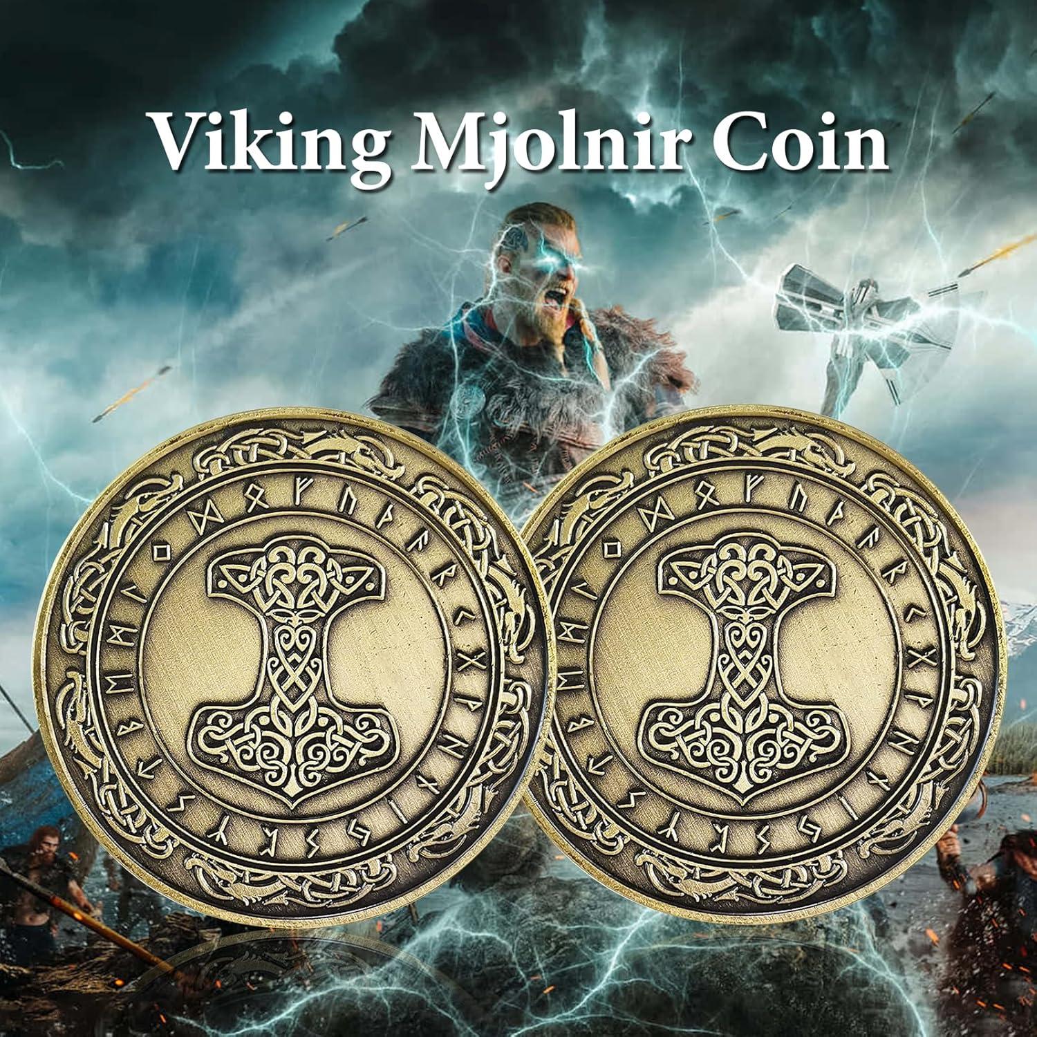Moneda Talismán Martillo de Thor IELCJJ - 4 cm Runas Vikingas