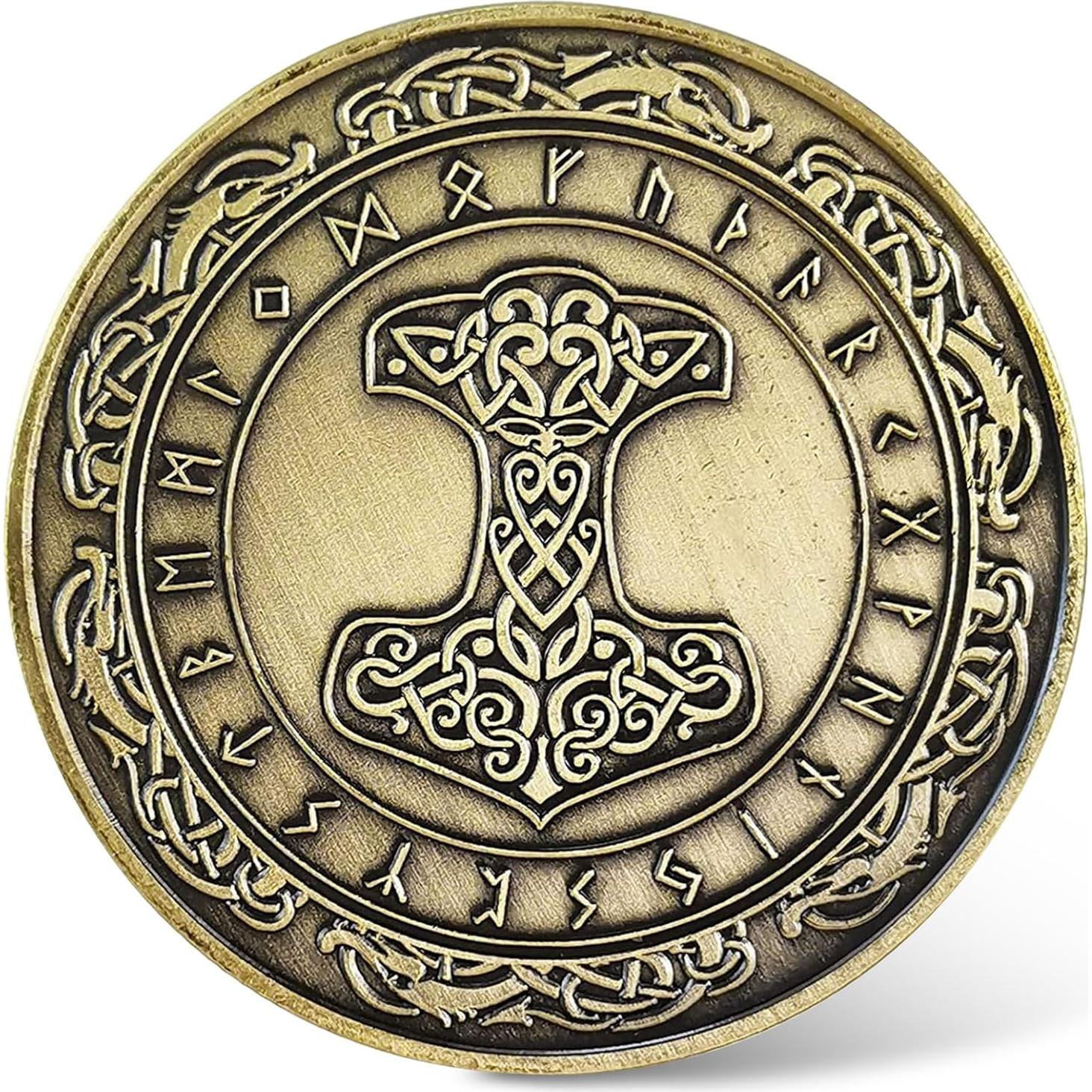 Moneda Talismán Martillo de Thor IELCJJ - 4 cm Runas Vikingas