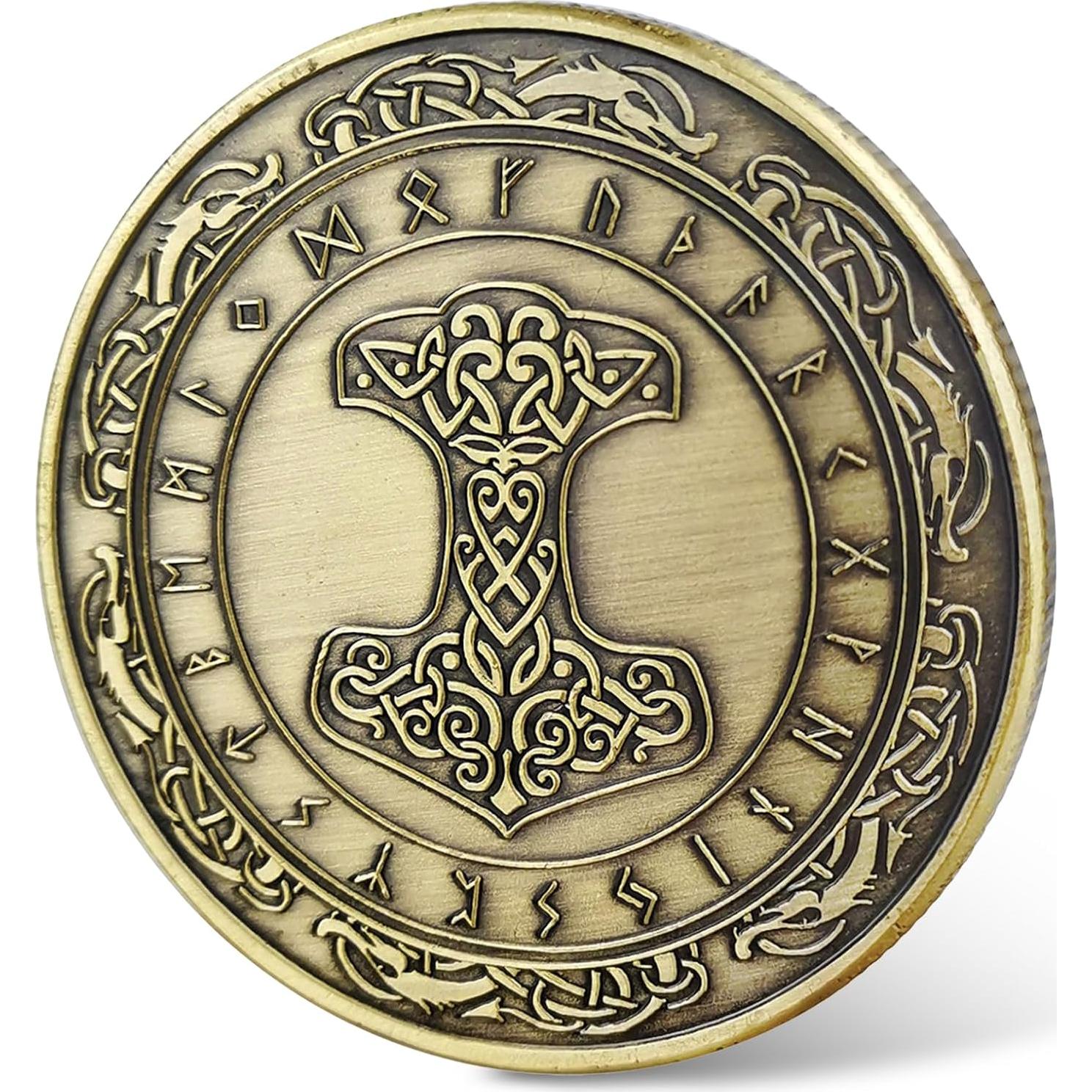 Moneda Talismán Martillo de Thor IELCJJ - 4 cm Runas Vikingas
