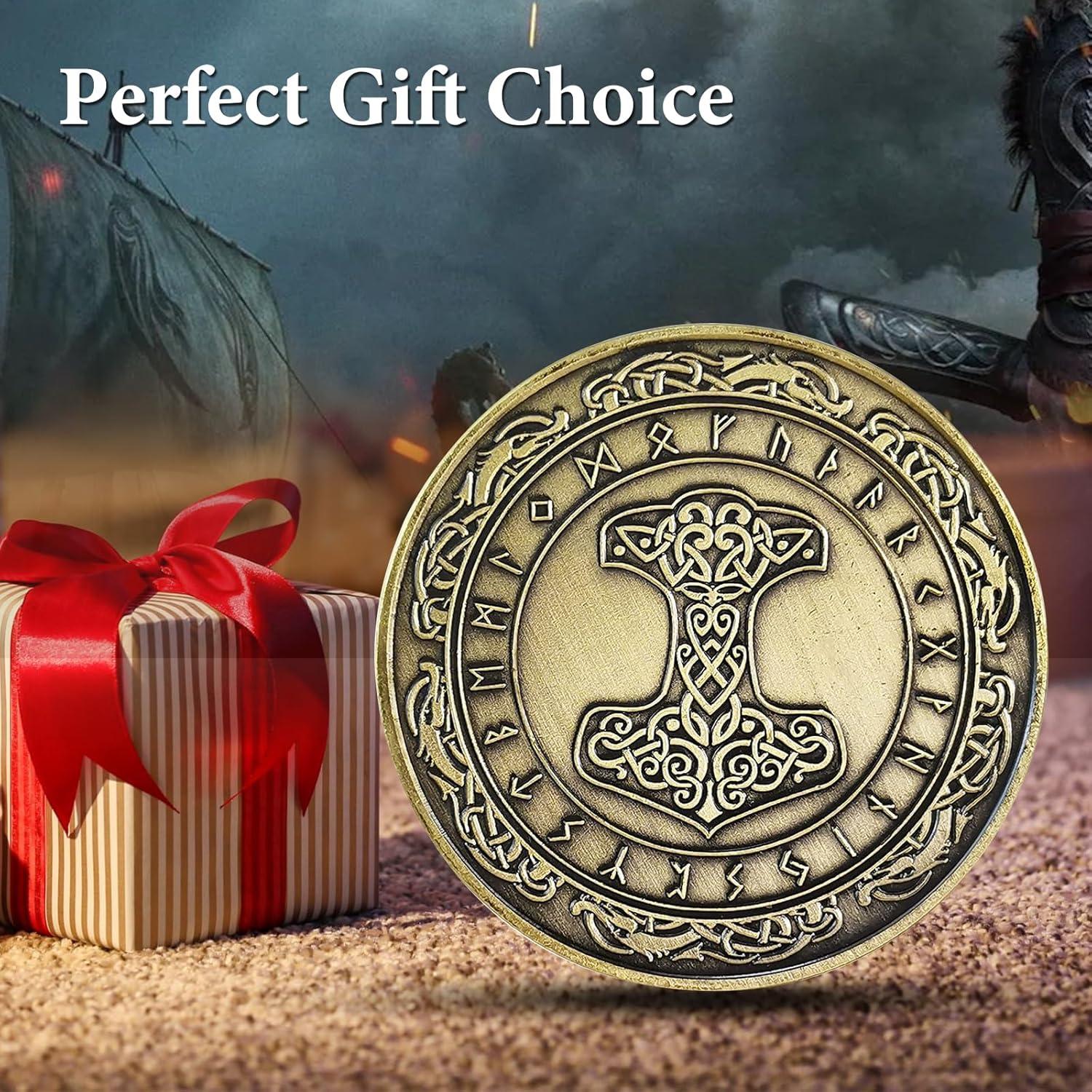 Moneda Talismán Martillo de Thor IELCJJ - 4 cm Runas Vikingas