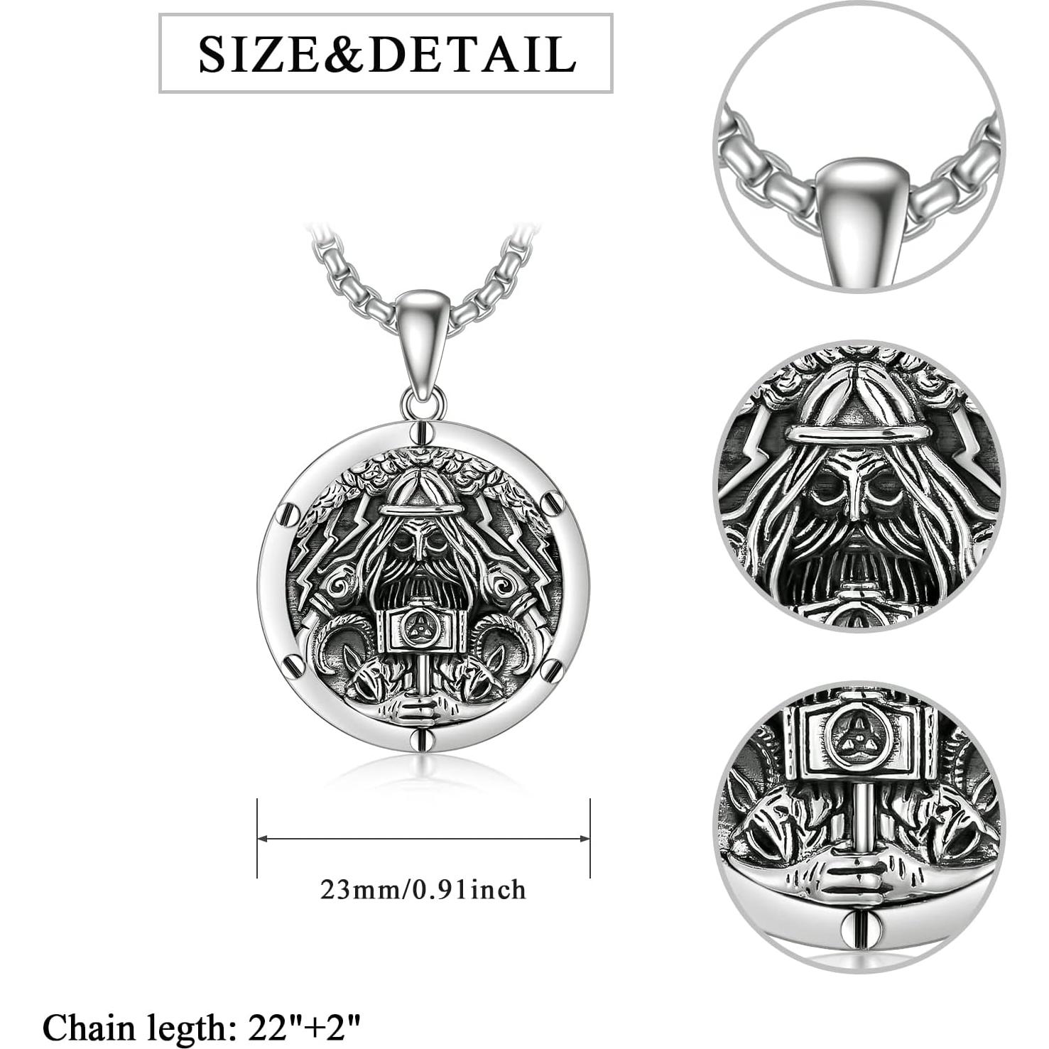 Collar de Plata de Ley 925 Seiyang Viking 56 cm Hipoalergénico